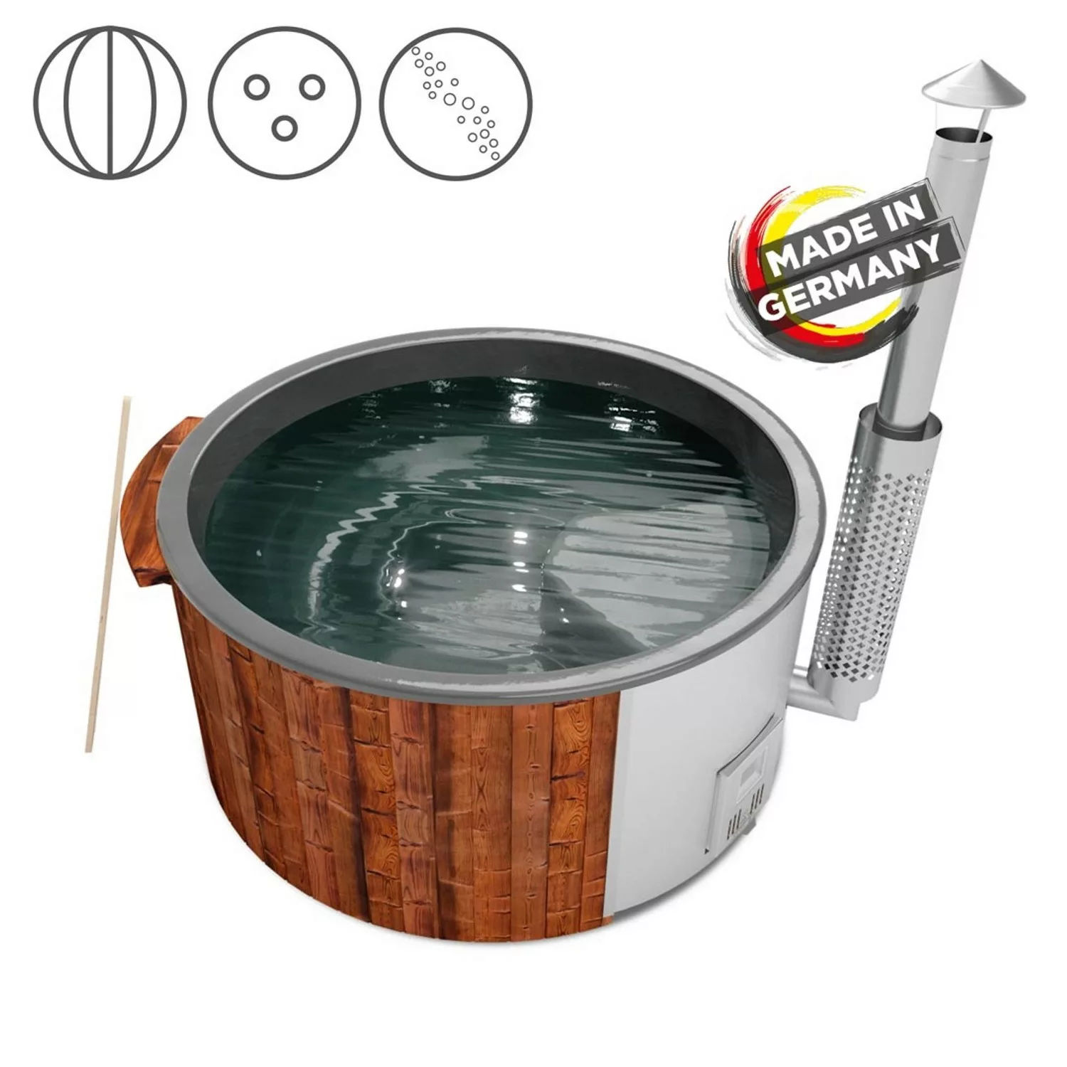 Holzklusiv Hot Tub Saphir 200 Thermoholz Spa Wanne Anthrazit günstig online kaufen