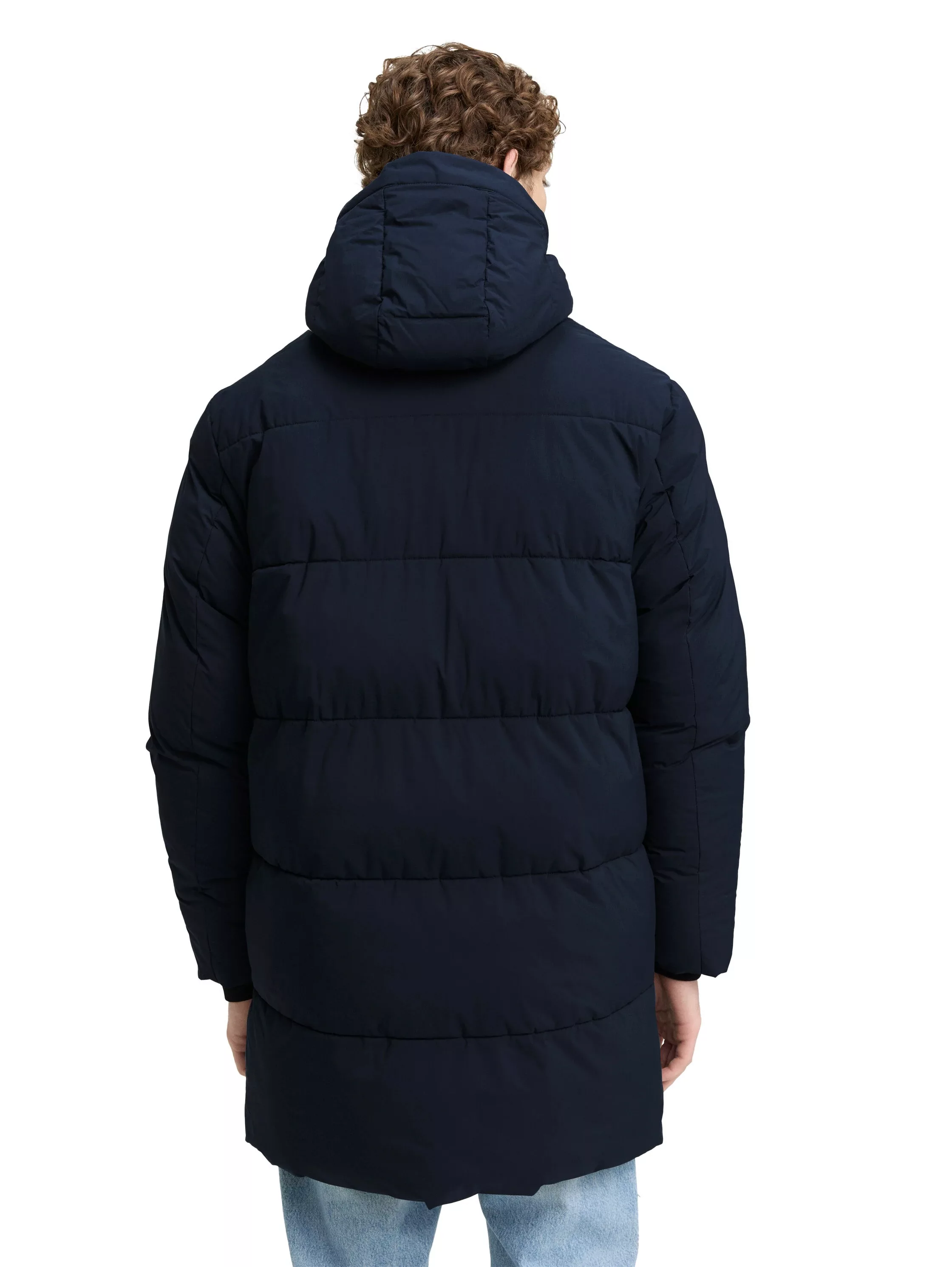 TOM TAILOR Denim Steppjacke, mit Kapuze, mit Logo Print günstig online kaufen