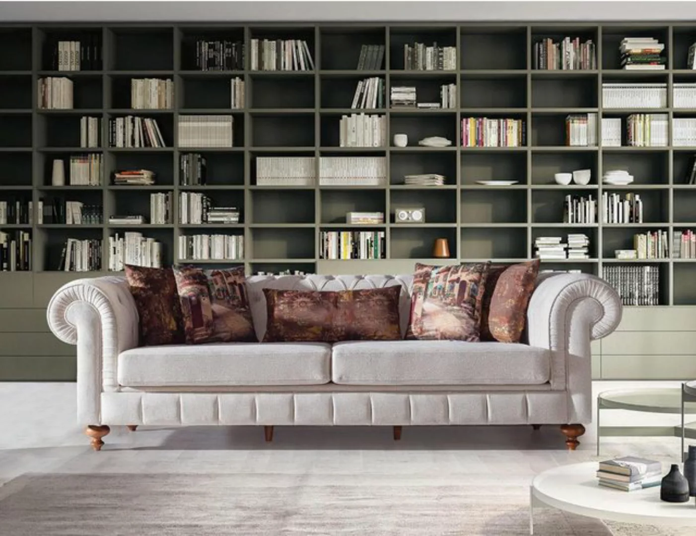 Xlmoebel Sofa Neues modernes dreisitziges Stoffsofa in Beige - Designer Cou günstig online kaufen