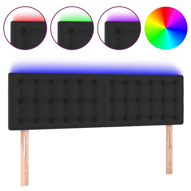 vidaXL Bett, LED Kopfteil Schwarz 144x5x78/88 cm Kunstleder günstig online kaufen