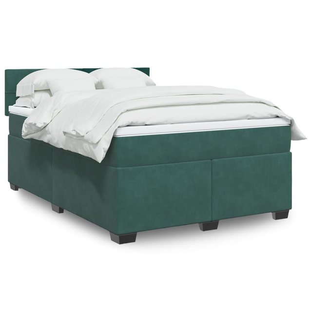 vidaXL Boxspringbett, Boxspringbett mit Matratze Dunkelgrün 140x190 cm Samt günstig online kaufen