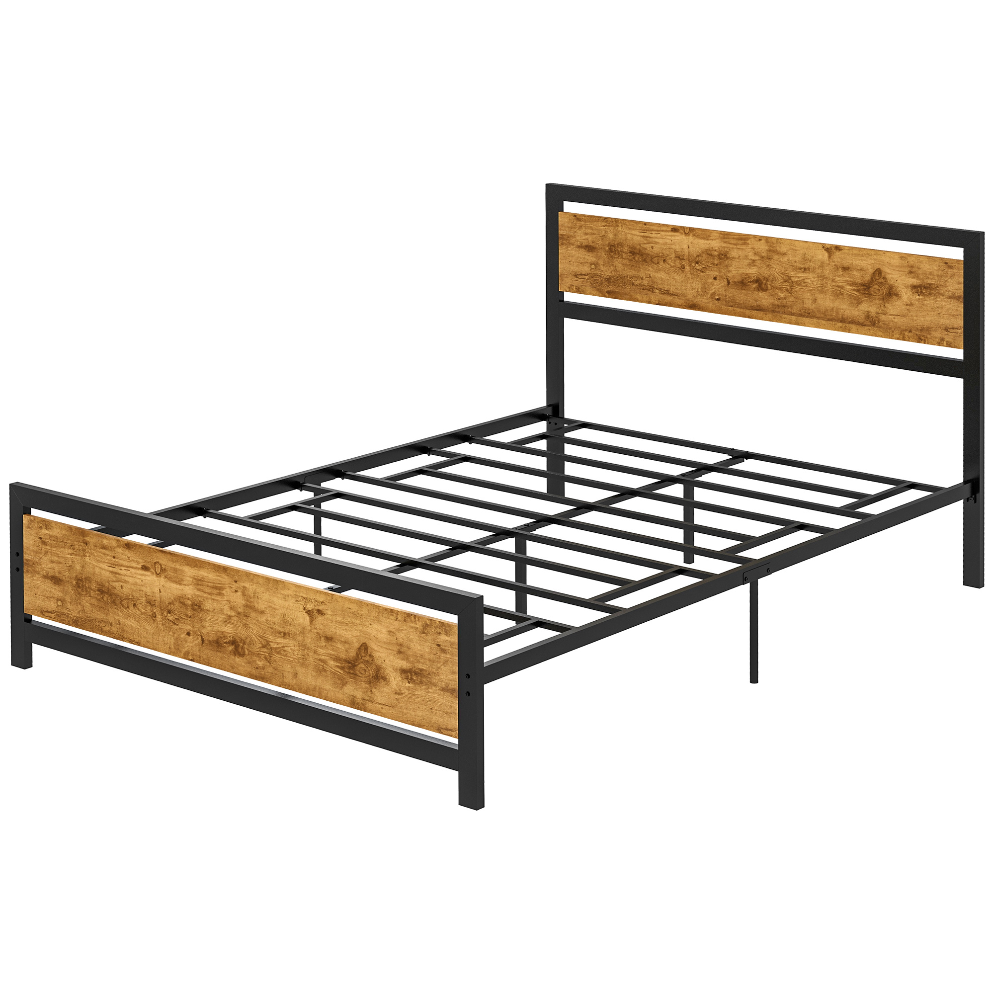 HOMCOM Einzelbettgestell aus Holz und Stahl 147x208x103cm mit integrierten günstig online kaufen