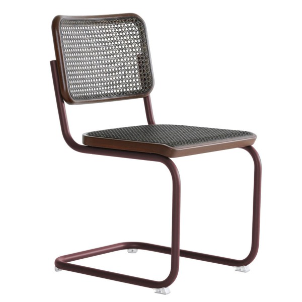 THONET S 32 V Dark Melange rotbraun | Stahlrohr-Freischwinger | Gestell rot günstig online kaufen