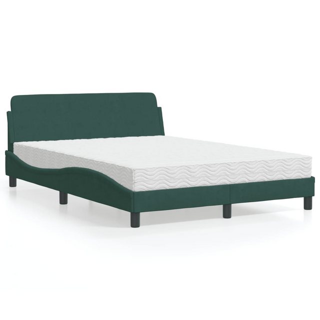 vidaXL Bett, Bett mit Matratze Dunkelgrün 140x190 cm Samt günstig online kaufen