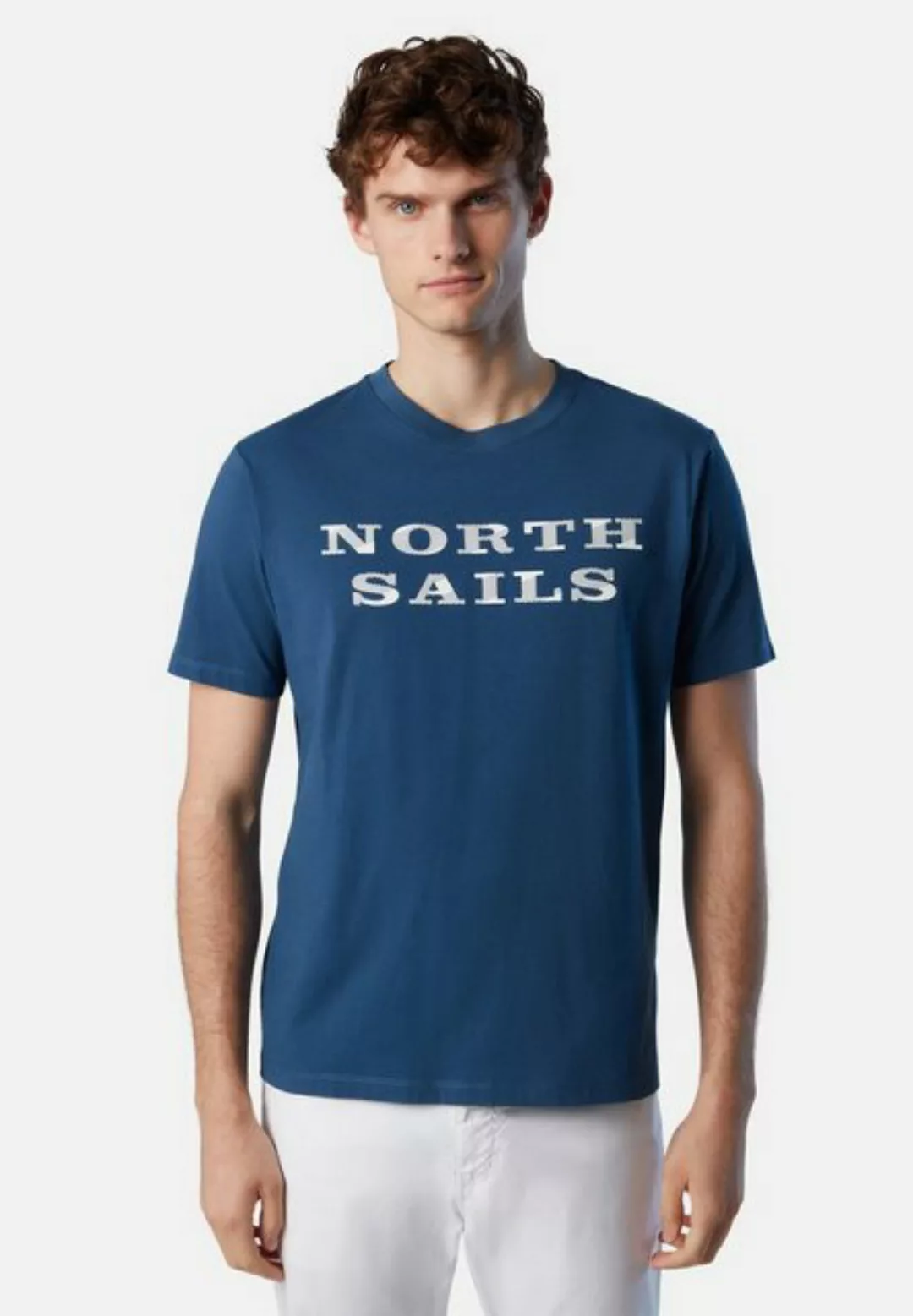 North Sails T-Shirt T-Shirt mit Brustaufdruck Ton-in-Ton-Nähte günstig online kaufen