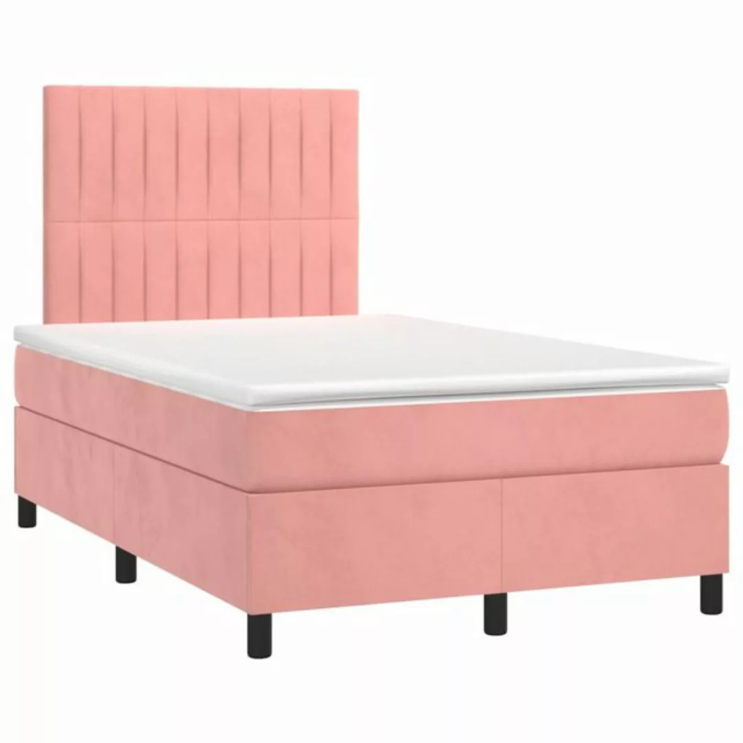 vidaXL Bett Boxspringbett mit Matratze & LED Rosa 120x190 cm Samt günstig online kaufen