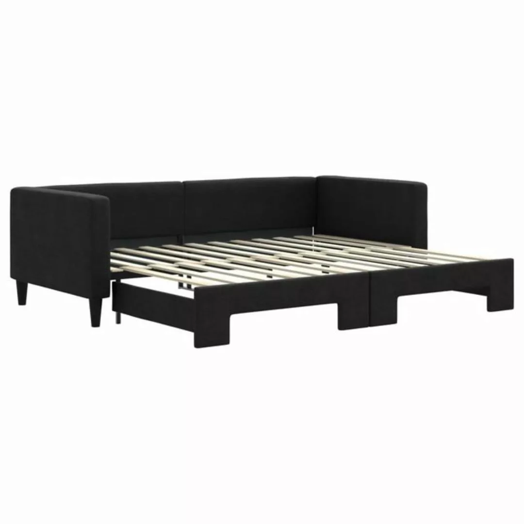 vidaXL Gästebett Tagesbett Ausziehbar Schwarz 90x200 cm Stoff Gästebett Bet günstig online kaufen