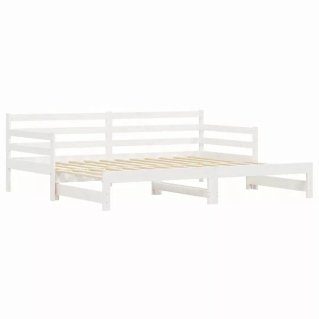 vidaXL Bett Tagesbett Ausziehbar Weiß 90x200 cm Massivholz Kiefer günstig online kaufen