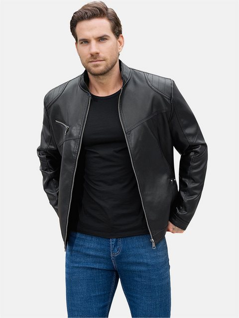 Allthemen Lederjacke Herren Bikerjacke mit Stehkragen günstig online kaufen