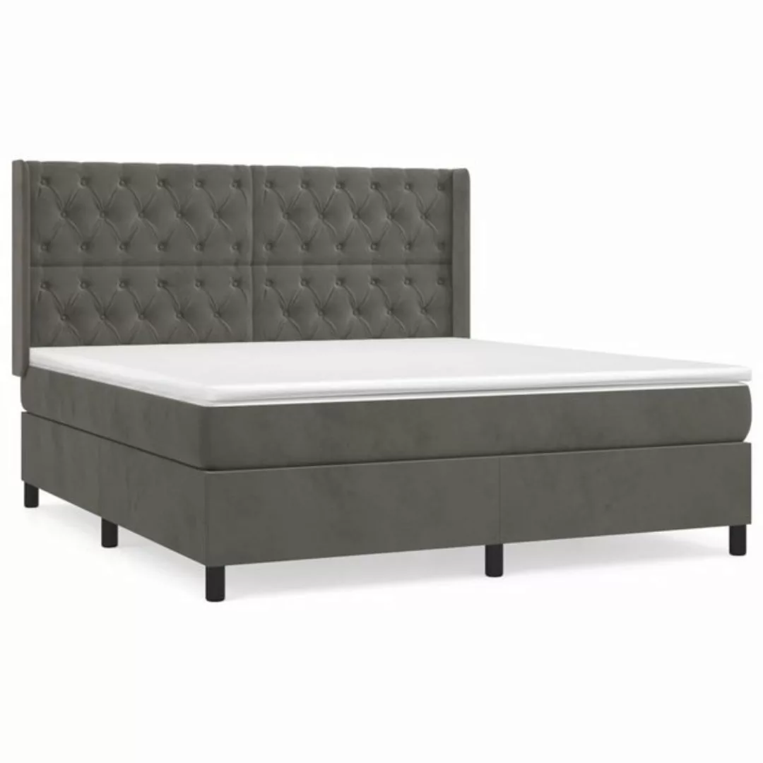 vidaXL Boxspringbett Boxspringbett mit Matratze Dunkelgrau 160x200 cm Samt günstig online kaufen