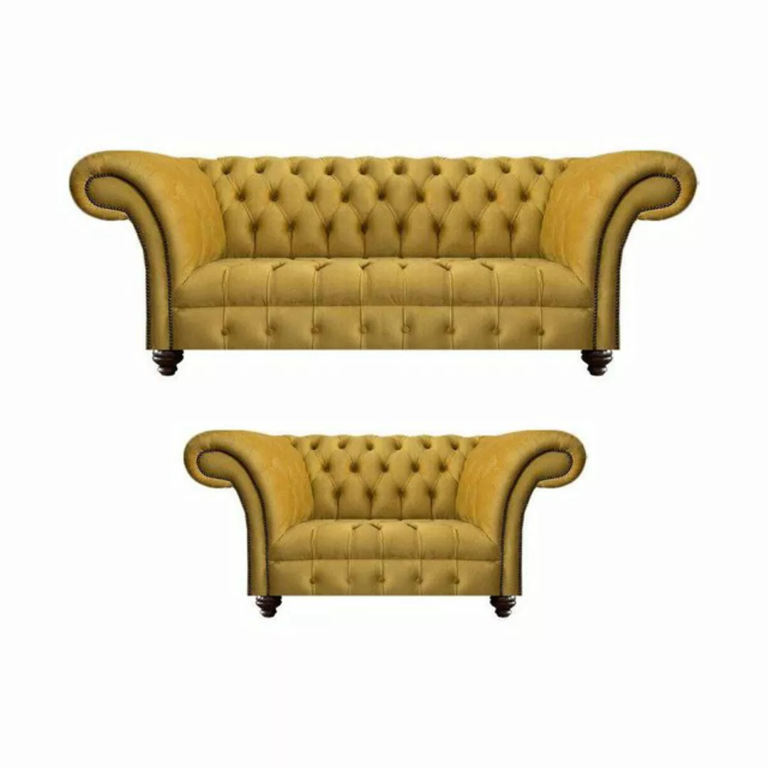 JVmoebel Chesterfield-Sofa Luxus 2x Sofas Gelb Neu Modern Möbel Wohnzimmer günstig online kaufen