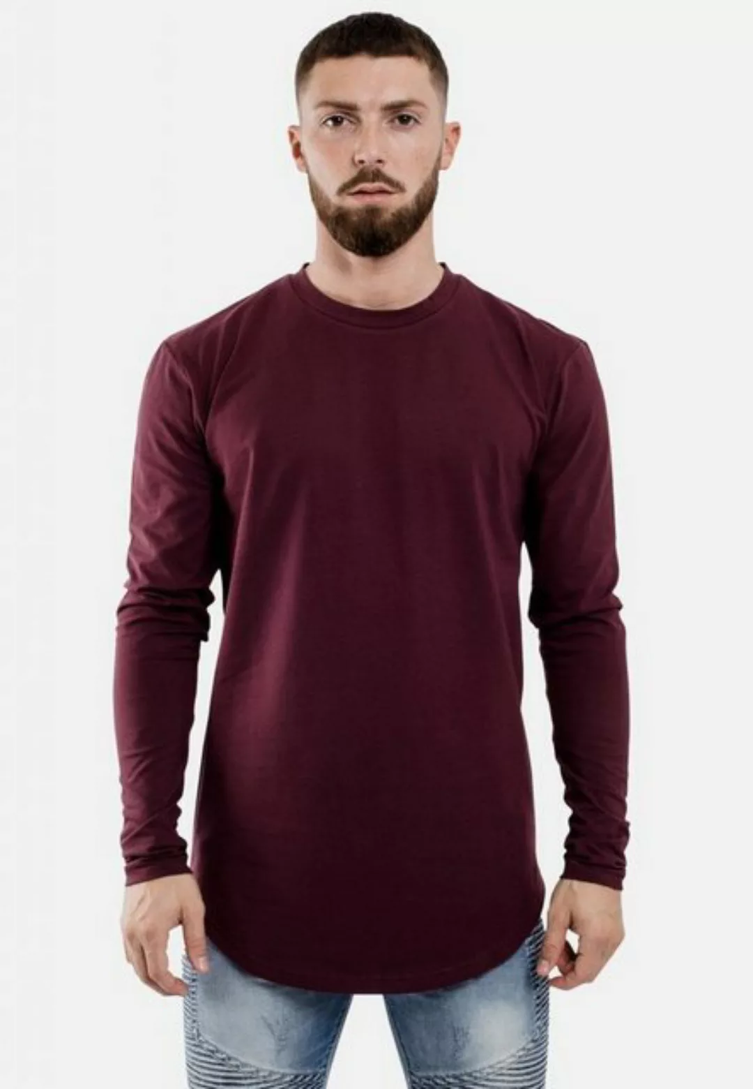 Blackskies T-Shirt Side Zip Langarm Longshirt T-Shirt Burgundy X-Large günstig online kaufen