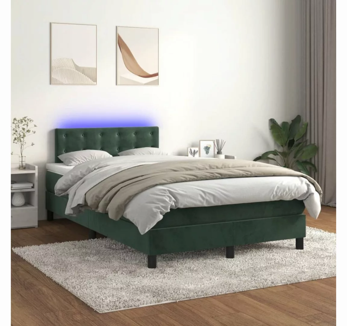 vidaXL Boxspringbett Bett Boxspringbett mit Matratze & LED Samt (120 x 200 günstig online kaufen