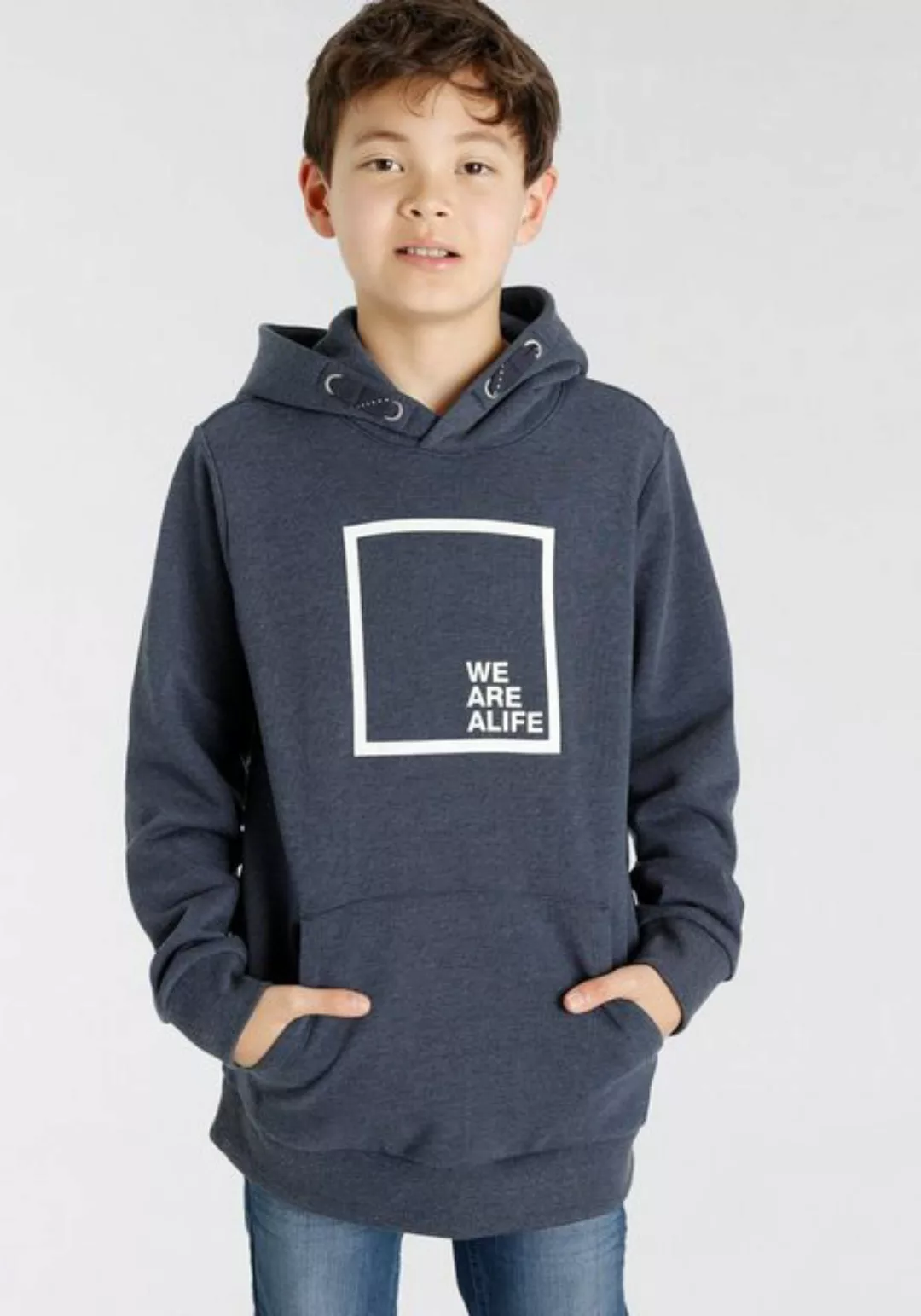 Alife & Kickin Kapuzensweatshirt Logo-Print in melierter Qualität günstig online kaufen