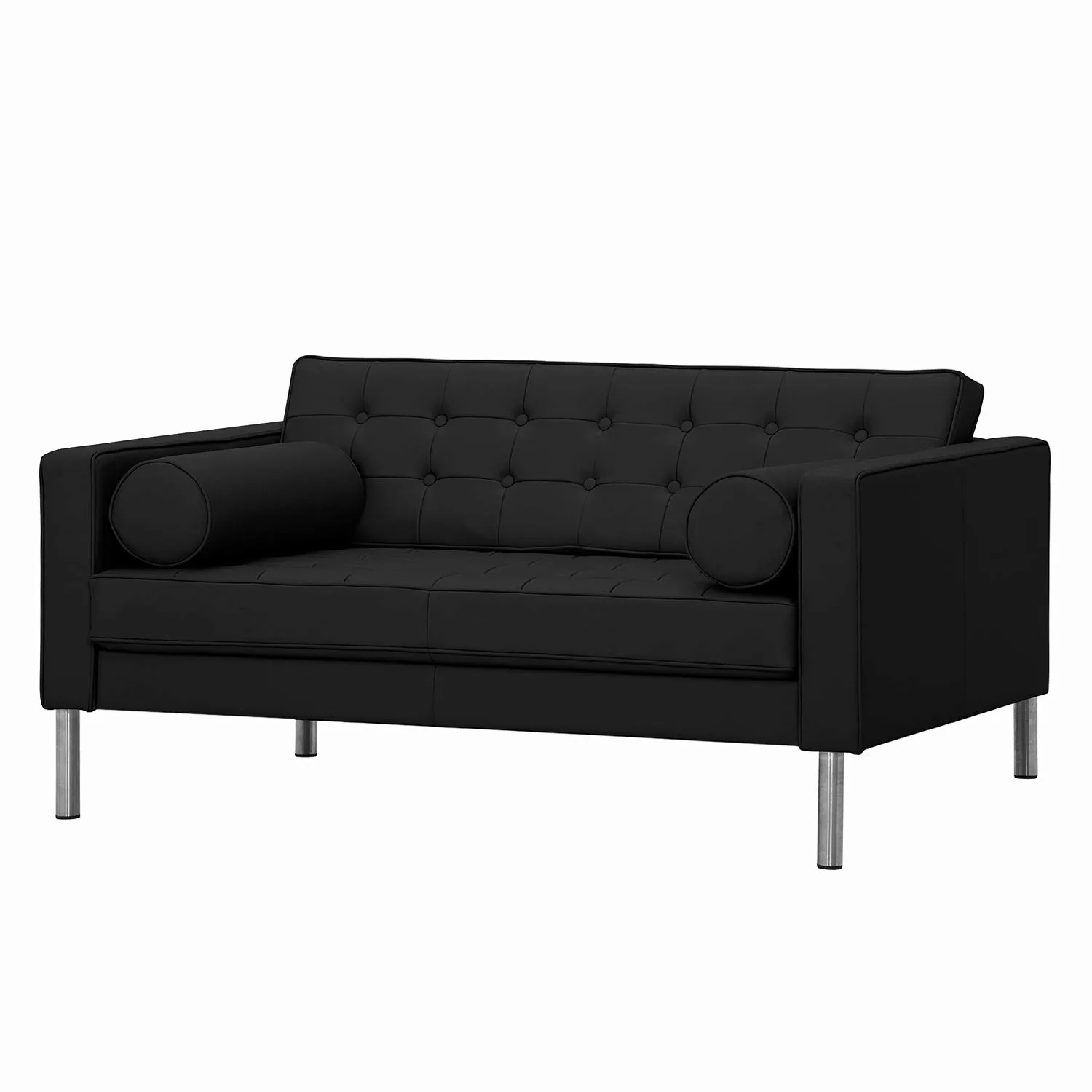 home24 Fredriks Sofa Chelsea 2-Sitzer Schwarz Echtleder 146x71x85 cm (BxHxT günstig online kaufen