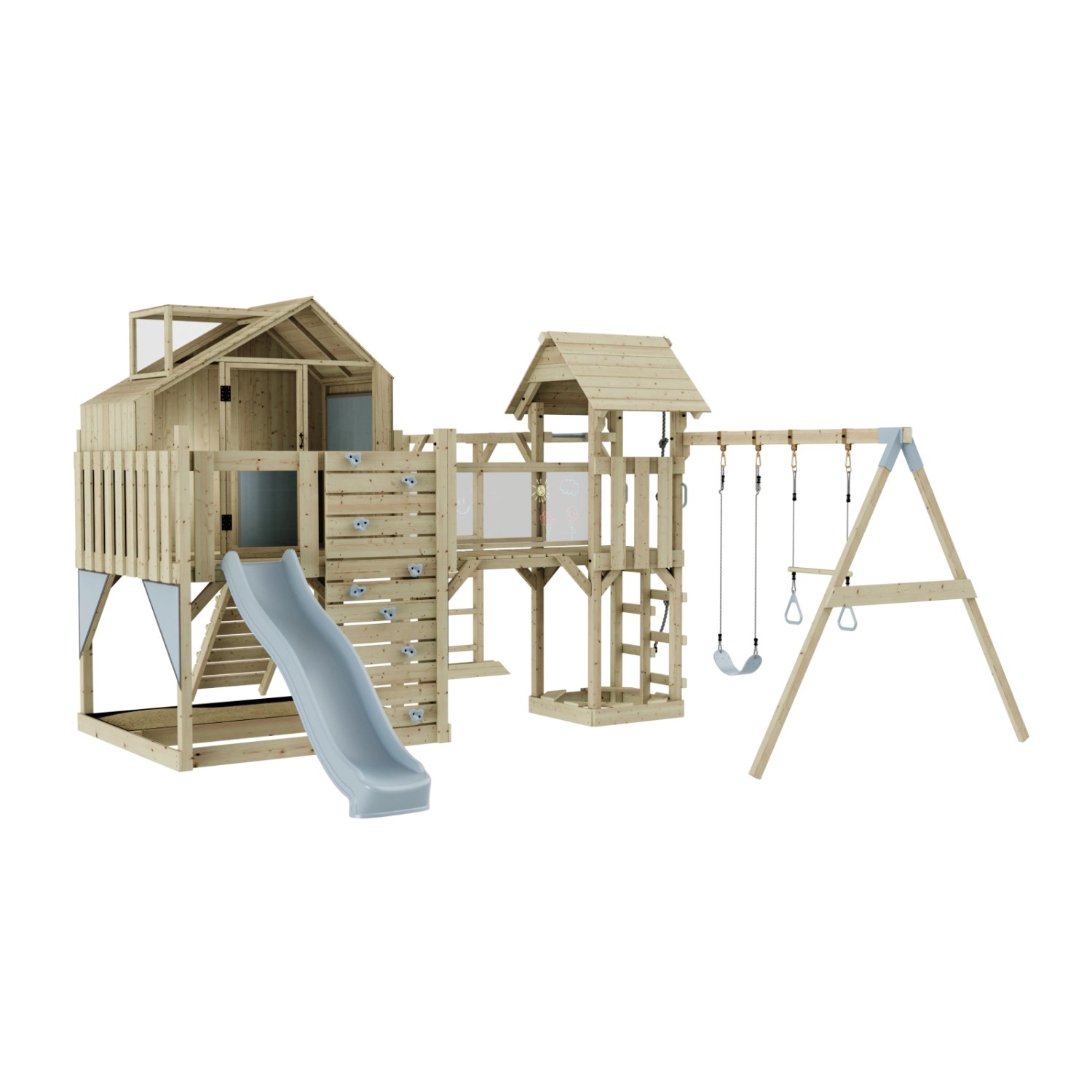 OutdoorToys Spielturm Knut mit Trapezschaukel Eisblau günstig online kaufen