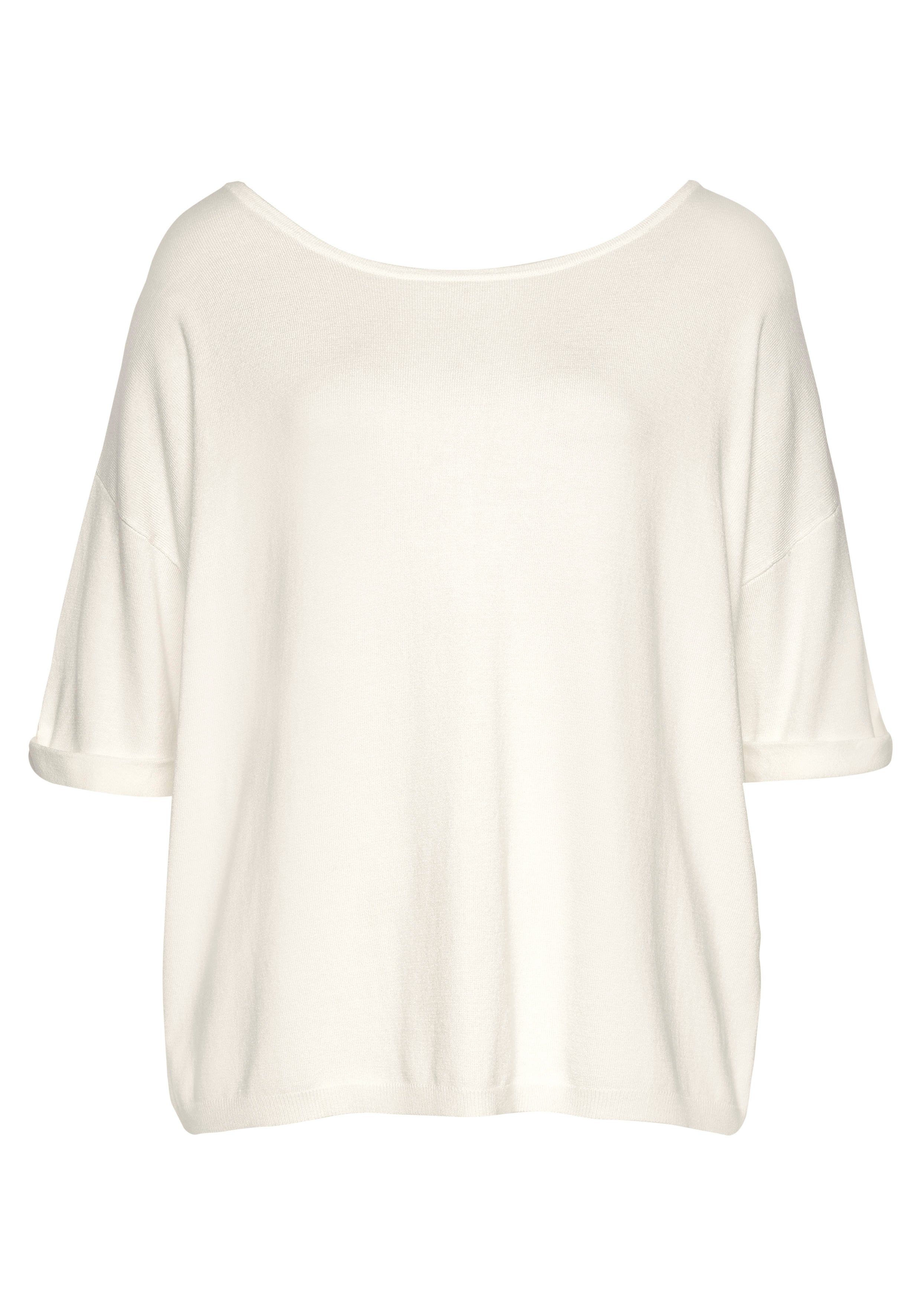 Vivance Kurzarmpullover, mit Knopfleiste, beidseitig tragbar, 3/4-Pullover, günstig online kaufen