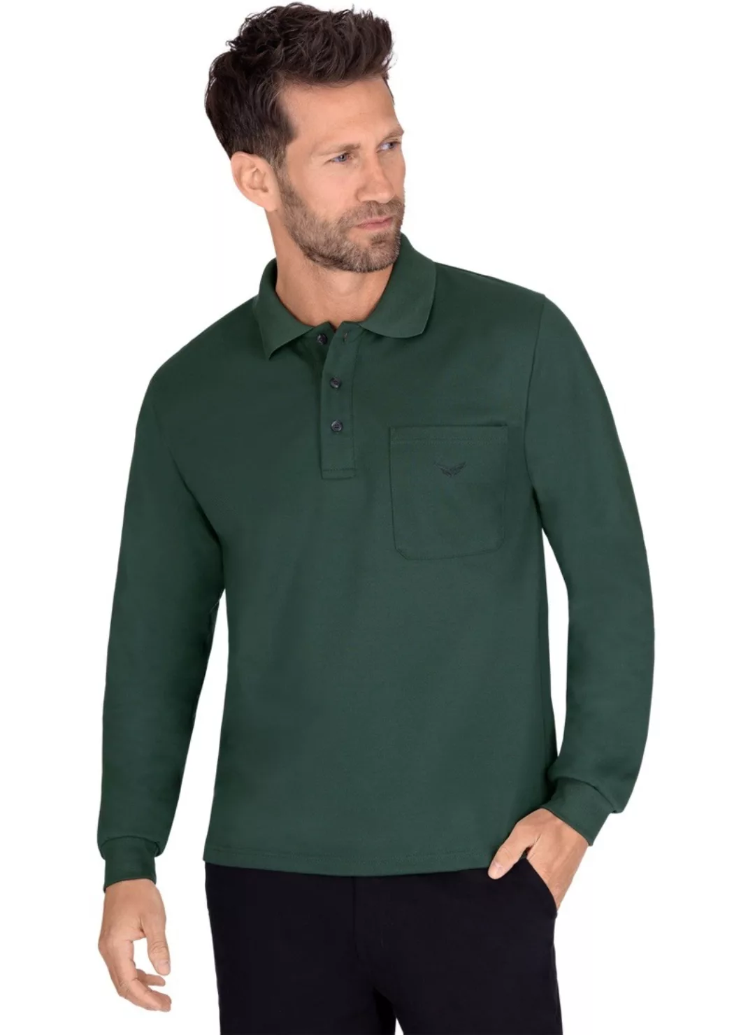 Trigema Poloshirt "TRIGEMA Langarm Poloshirt aus Baumwolle" günstig online kaufen