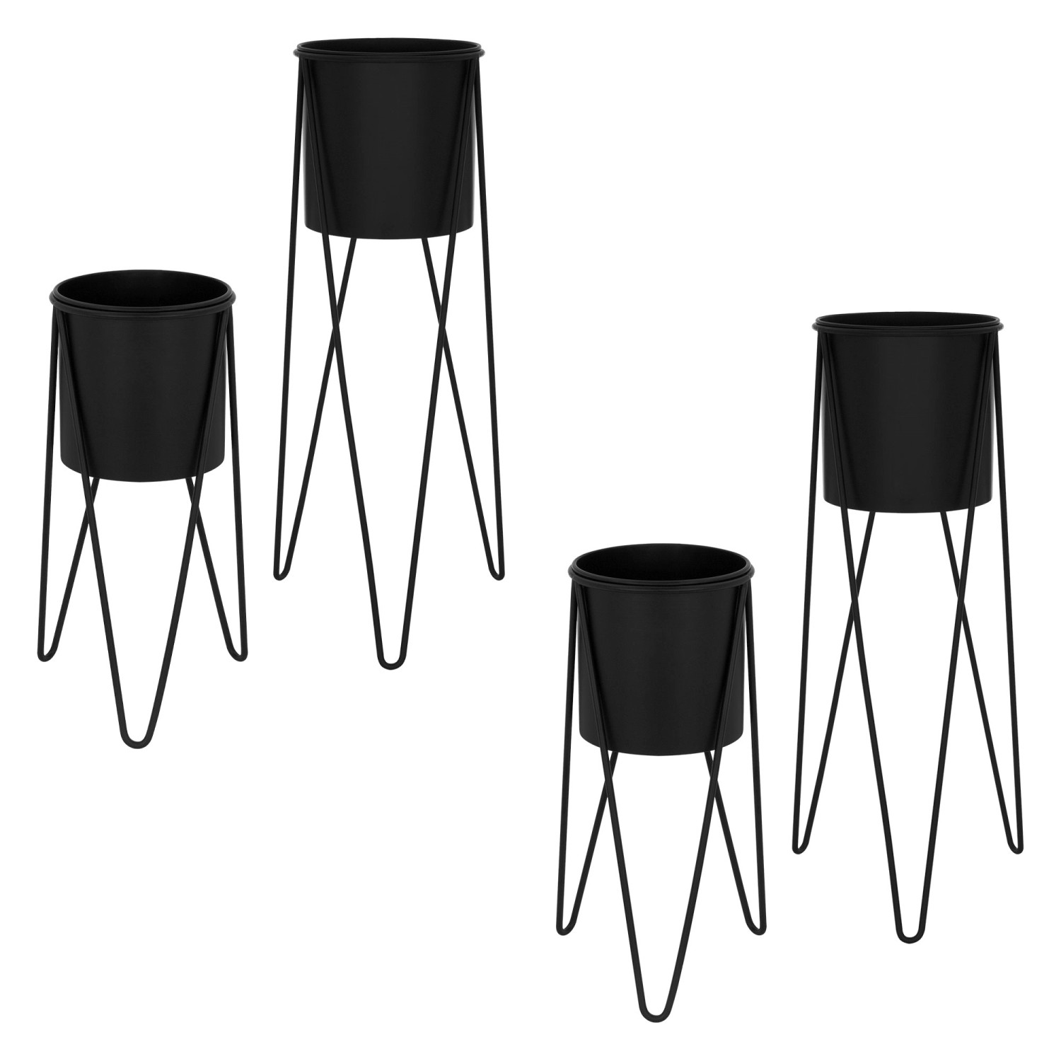 ML-Design Blumenständer 4Er Set Schwarz 27x27x48,5 cm 355x34x75 cm aus Stah günstig online kaufen