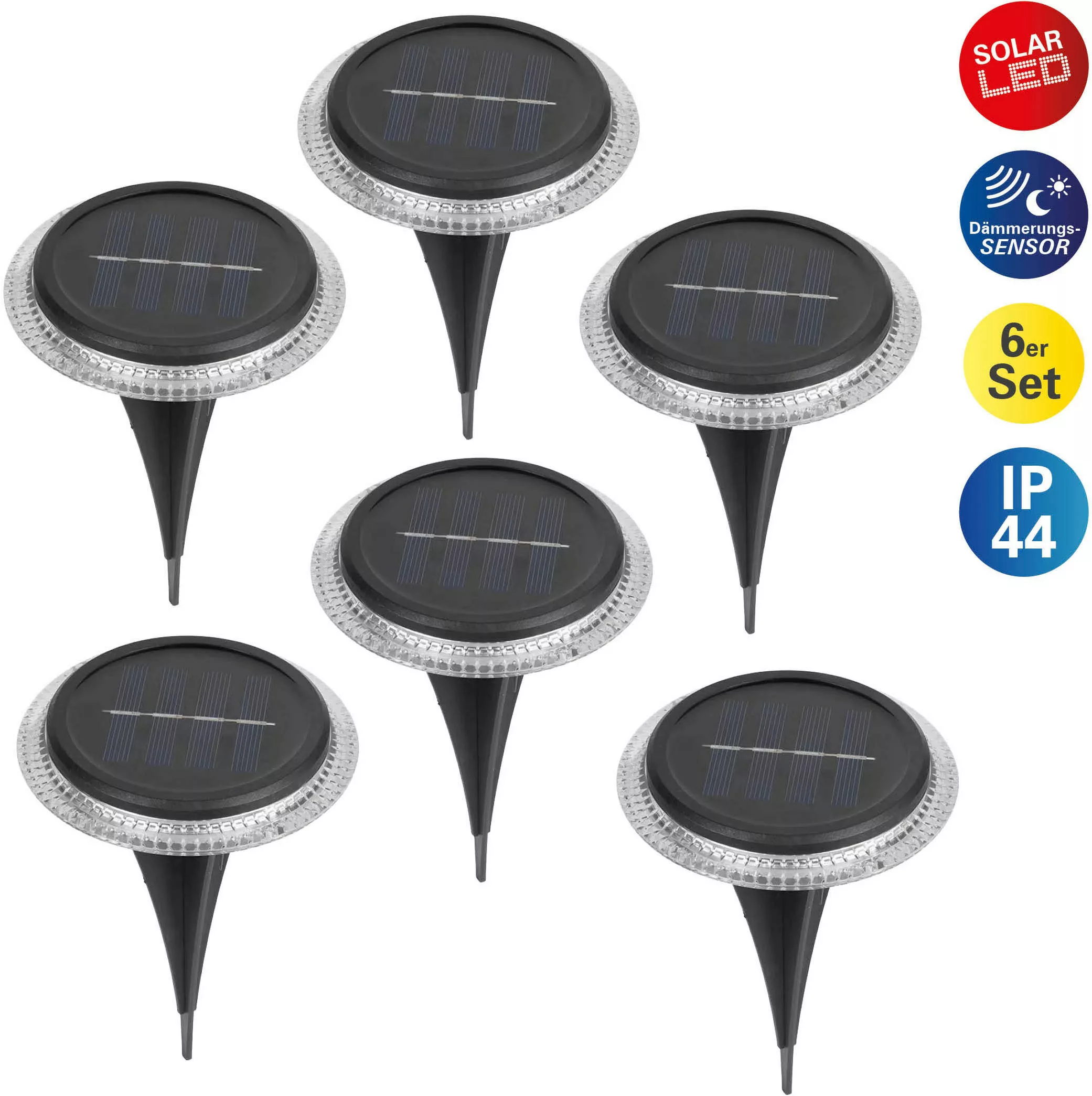 näve LED Solarleuchte "6er Set Solar-Boden-Erdspießleuchte", Inkl. Dämmerun günstig online kaufen