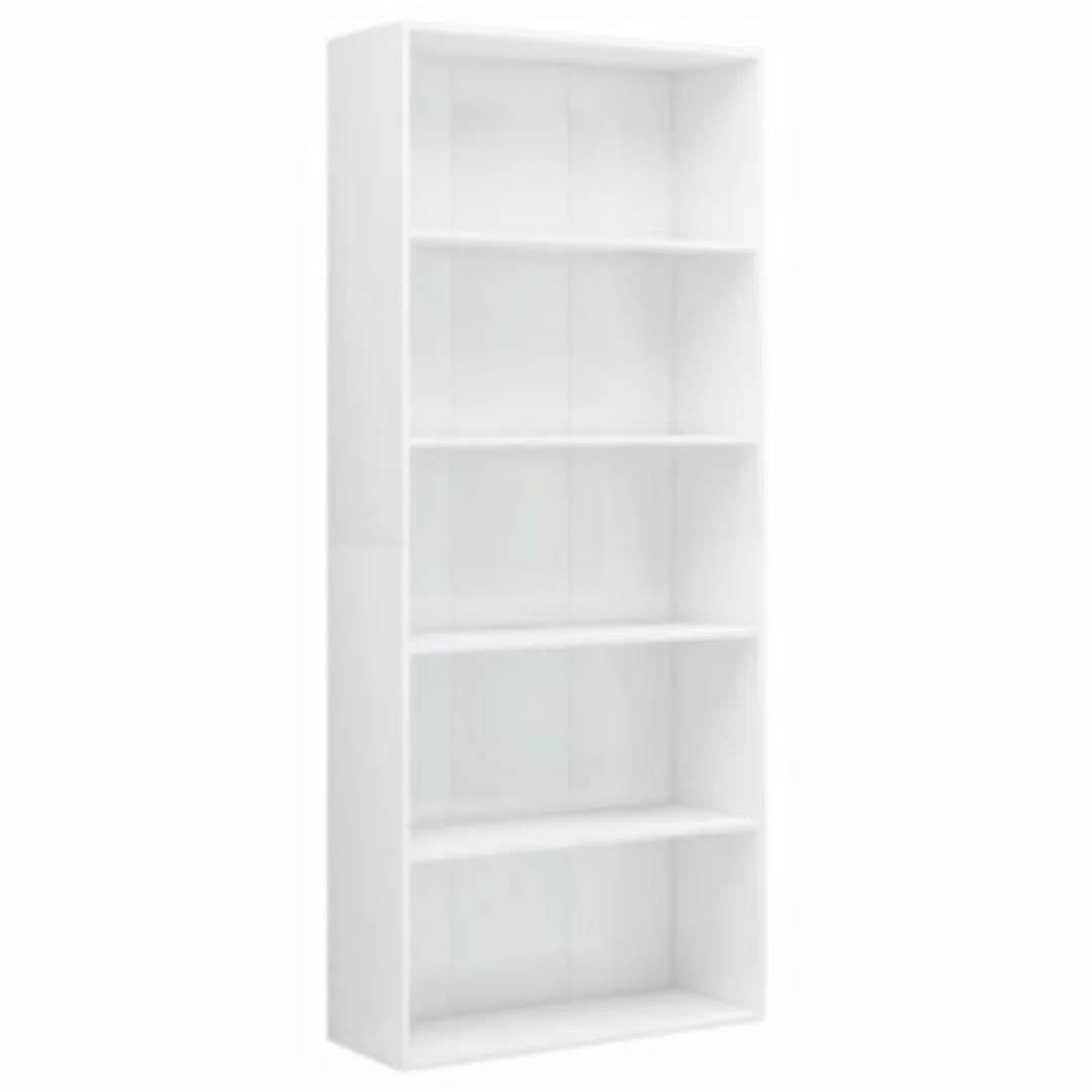 Bücherregal 5 Fächer Hochglanz-weiß 80 X 30 X 189 Cm Spanplatte günstig online kaufen