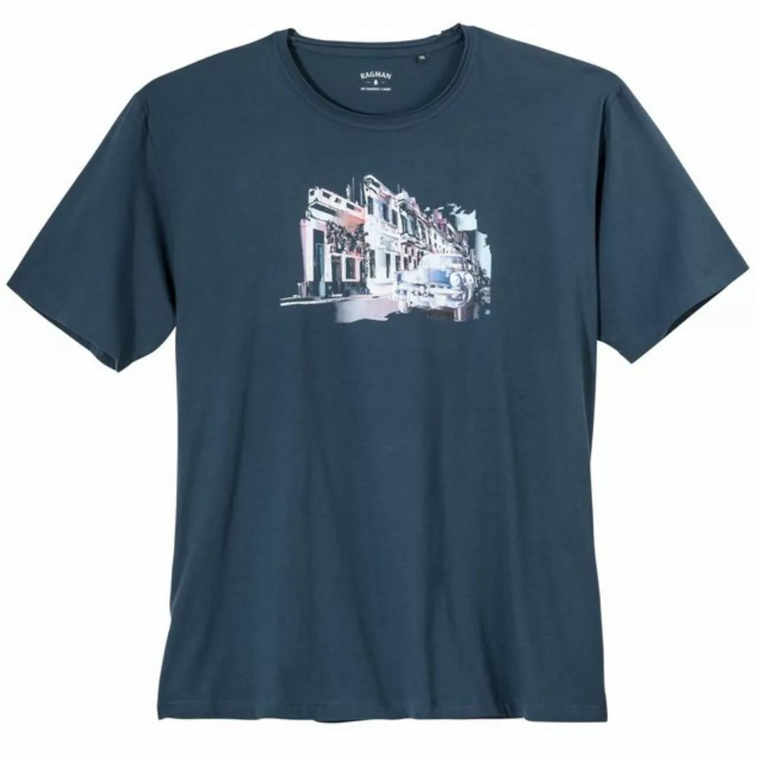 RAGMAN Rundhalsshirt Große Größen Herren T-Shirt nachtblau Vintageprint Rag günstig online kaufen