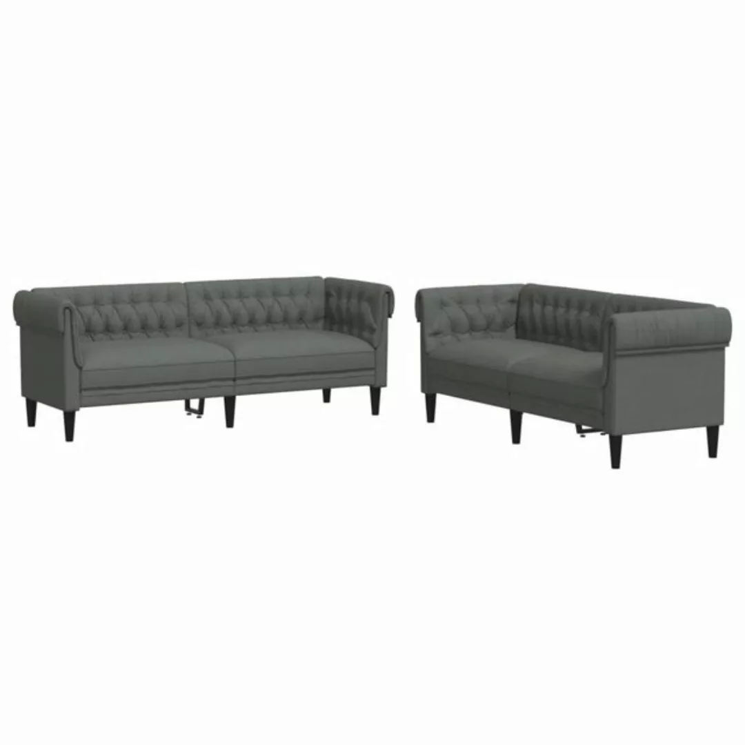 vidaXL Sofa 2-tlg Sofagarnitur Dunkelgrau Stoff günstig online kaufen