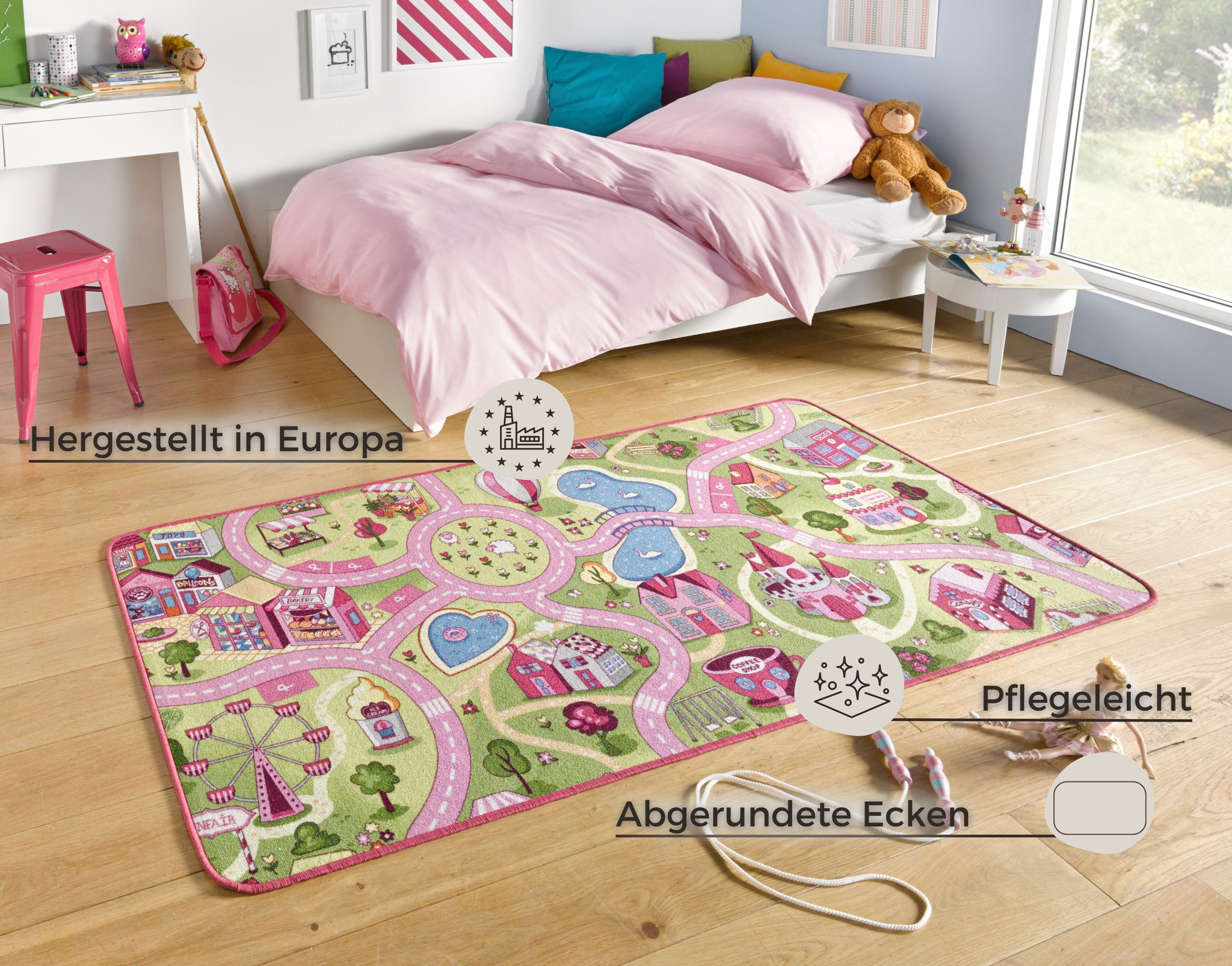 HANSE Home Kinderteppich »Sweettown«, rechteckig, 7 mm Höhe, Kurzflor, Stra günstig online kaufen