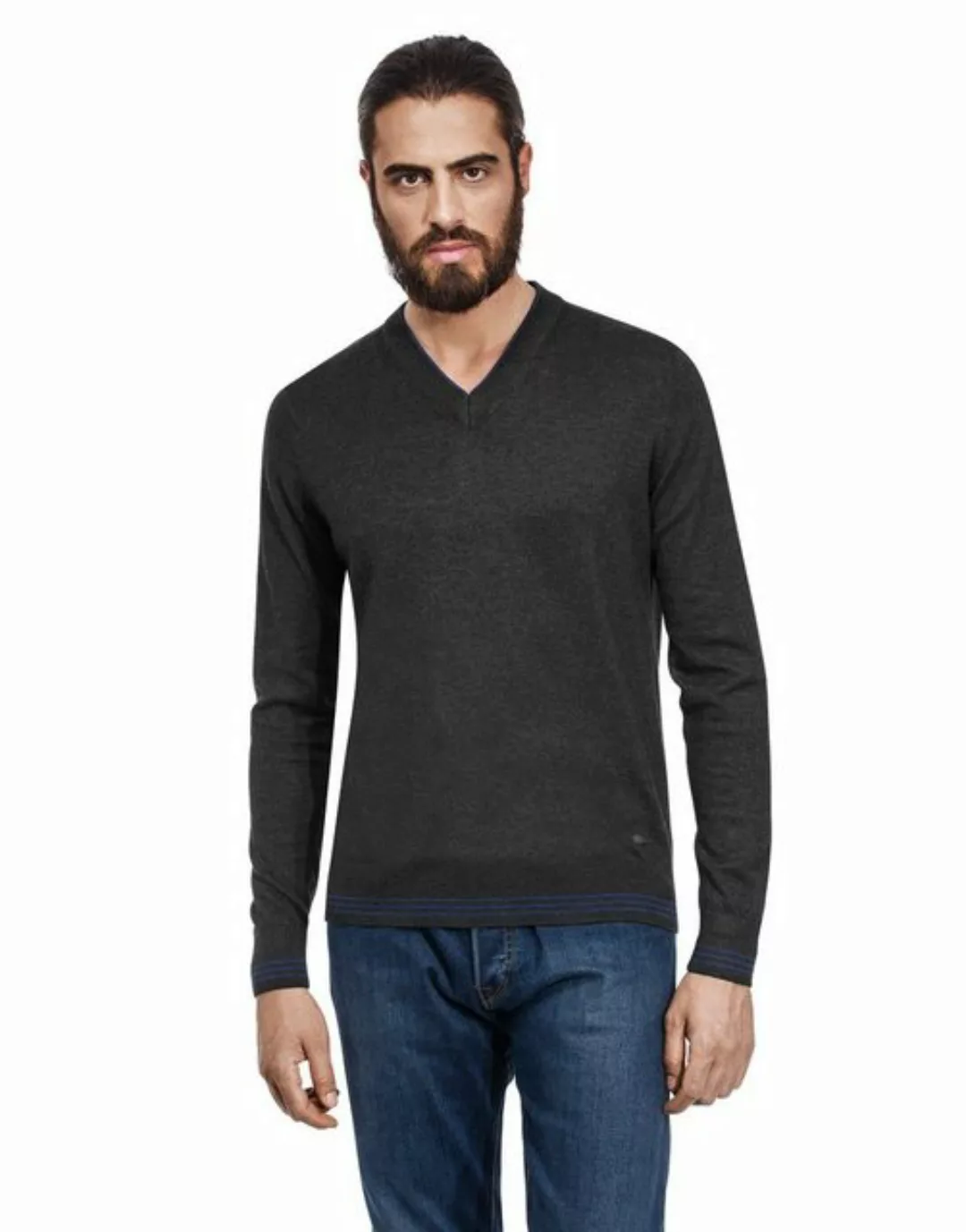 Vincenzo Boretti V-Ausschnitt-Pullover tailliert V Neck günstig online kaufen