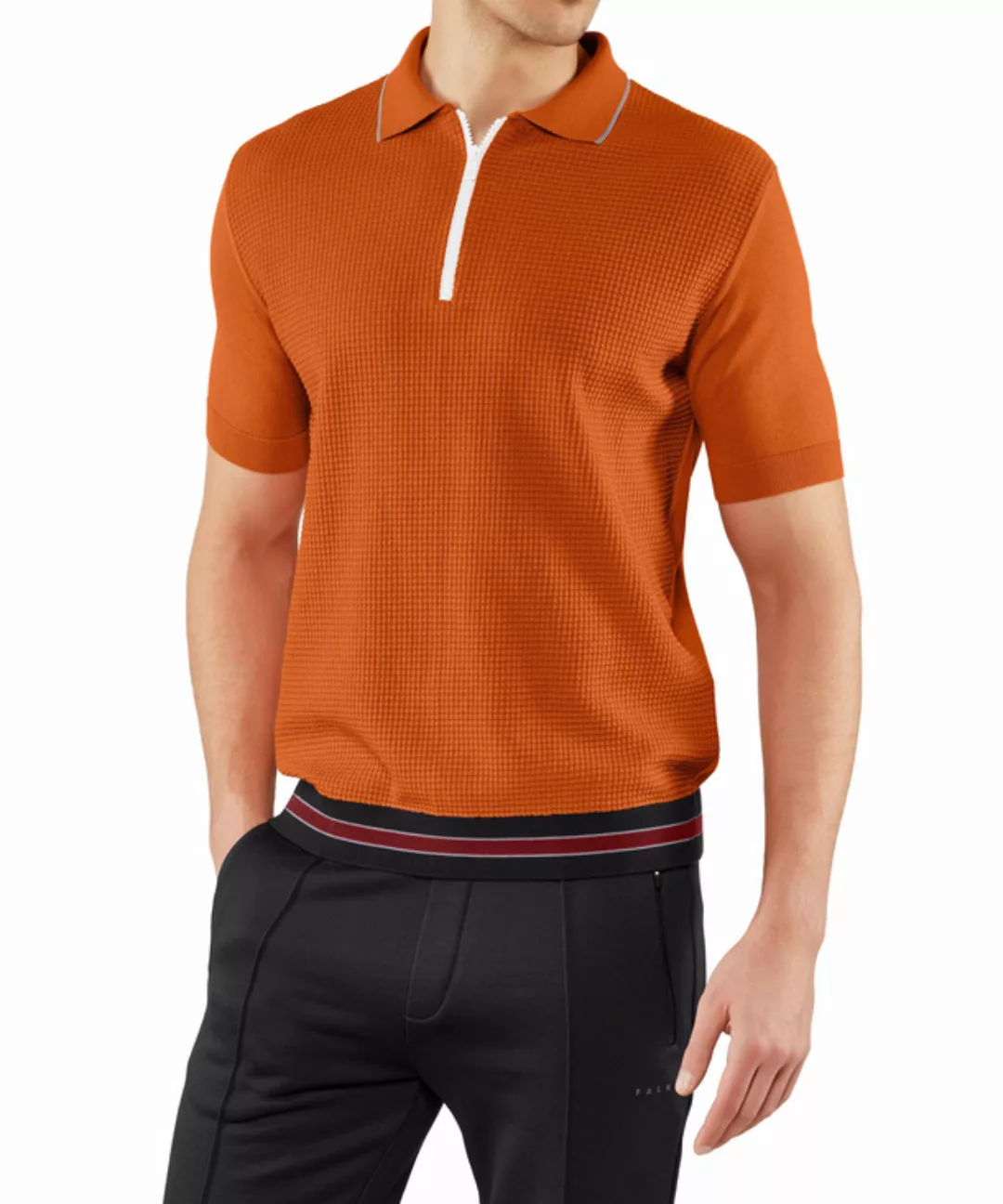 FALKE Herren Polo-Shirt, XL, Orange, Struktur, Baumwolle, 60052-826105 günstig online kaufen