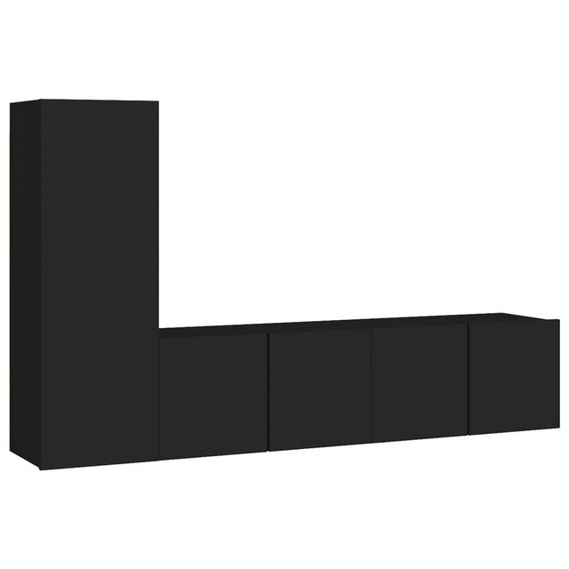 furnicato TV-Schrank 3-tlg. TV-Schrank-Set Schwarz Holzwerkstoff (1-St) günstig online kaufen