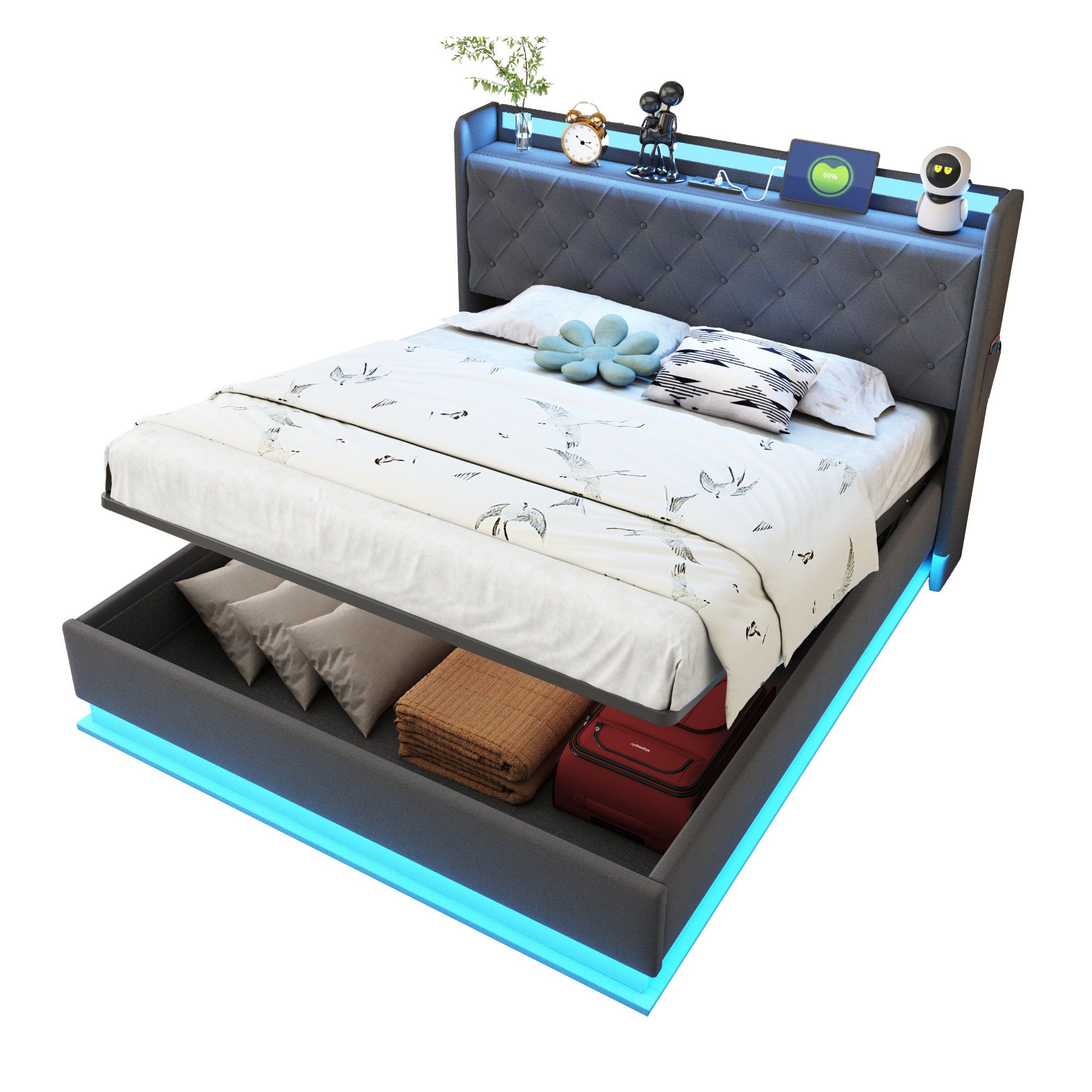 OKWISH Polsterbett Funktionsbett mit USB-Ladeanschluss und günstig online kaufen