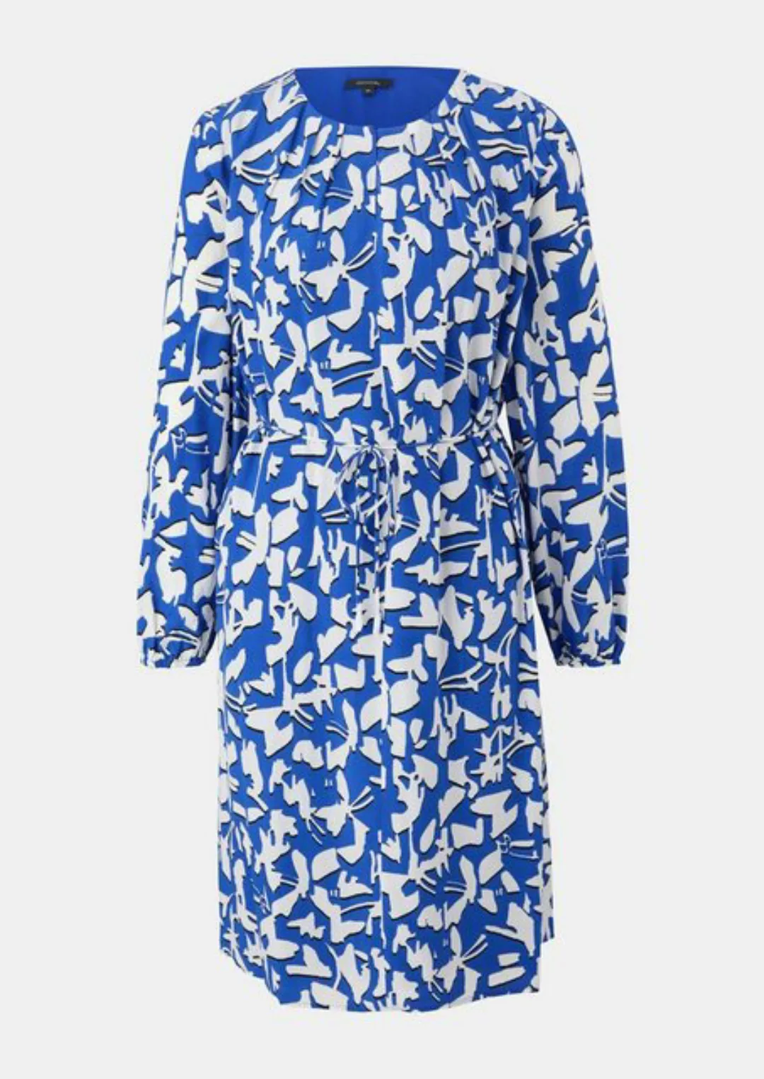 Comma Minikleid Gemustertes Midi-Kleid mit Faltenausschnitt Raffung günstig online kaufen