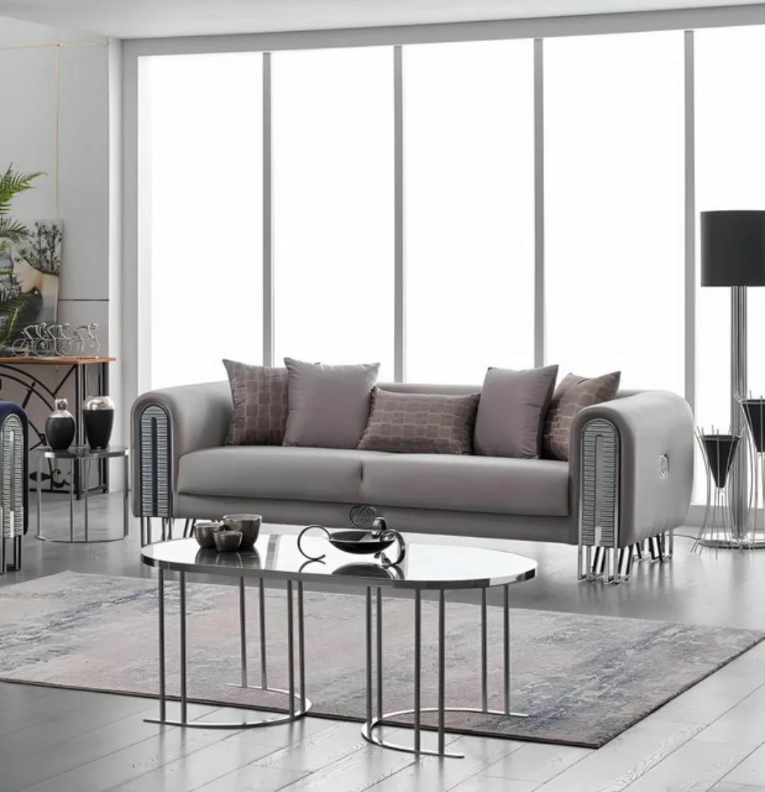 Xlmoebel Sofa Dreisitzer Wohnzimmer-Sofa aus luxuriösem Stoff, 240 cm breit günstig online kaufen