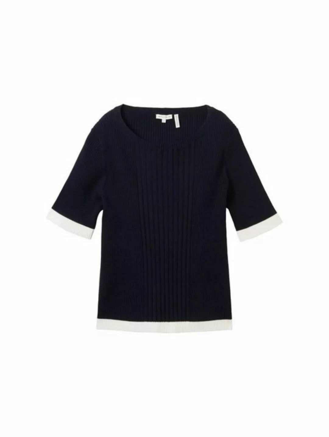 TOM TAILOR Sweatshirt knit rib pullover with tipping, sky captain blue günstig online kaufen