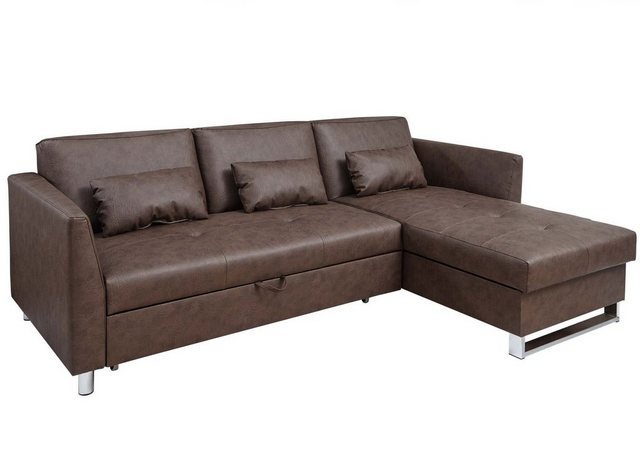 Massivmoebel24 Ecksofa Ecksofa 227x160x83 dunkelbraun JONAS #115 günstig online kaufen