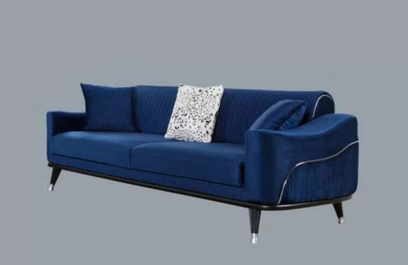 Xlmoebel Sofa Blaues Designer Sofa Samt Dreisitzer Luxuriöse Couch, 1 Teile günstig online kaufen