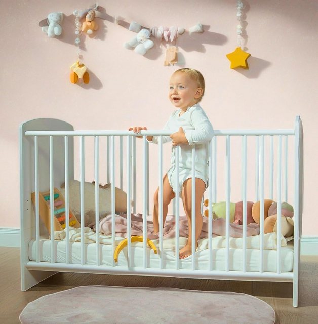 Alavya Home® Babybett STORM I Kinderbett Umbaubares Gitterbett höhenverstel günstig online kaufen