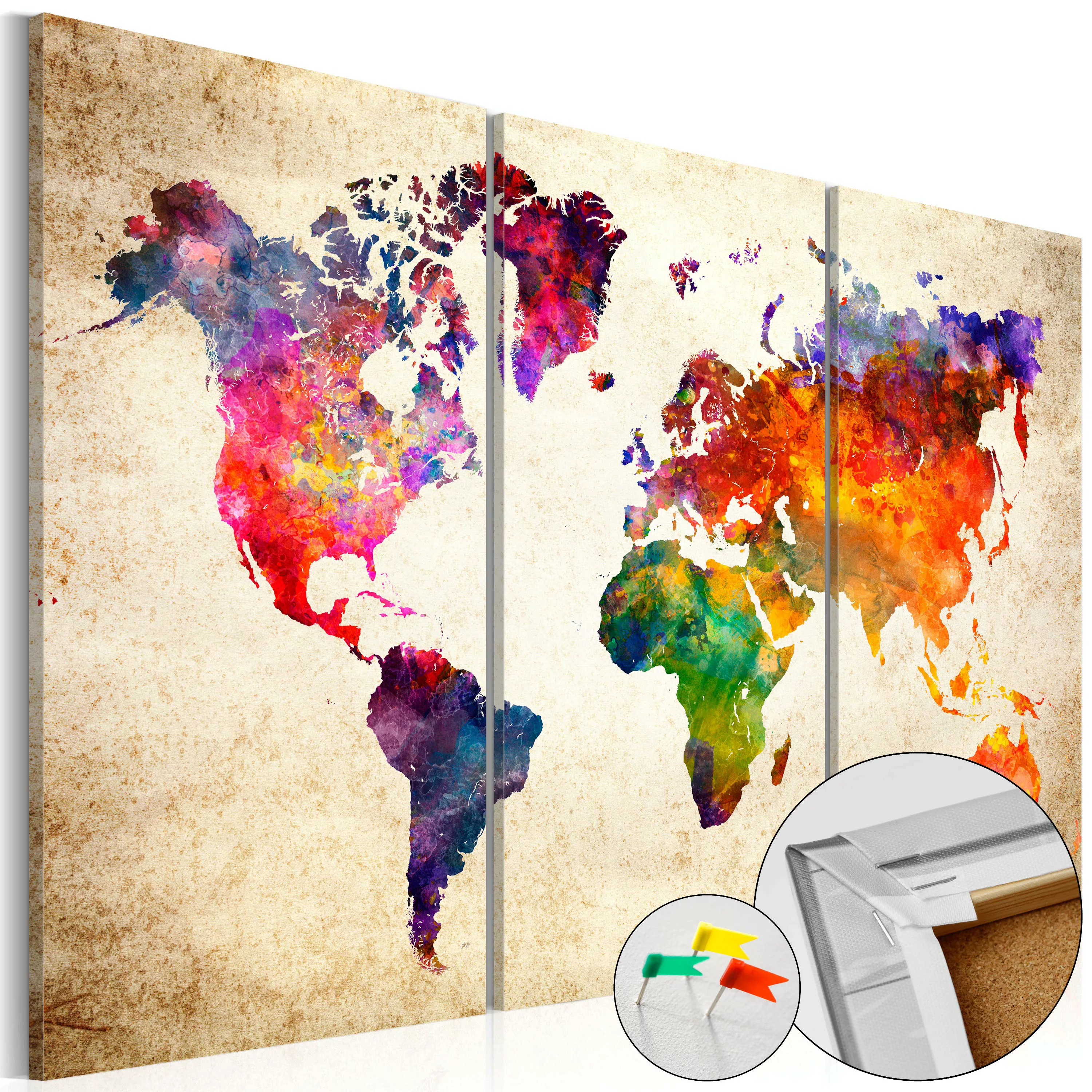 Korkbild - Corkboard Map In Watercolor günstig online kaufen