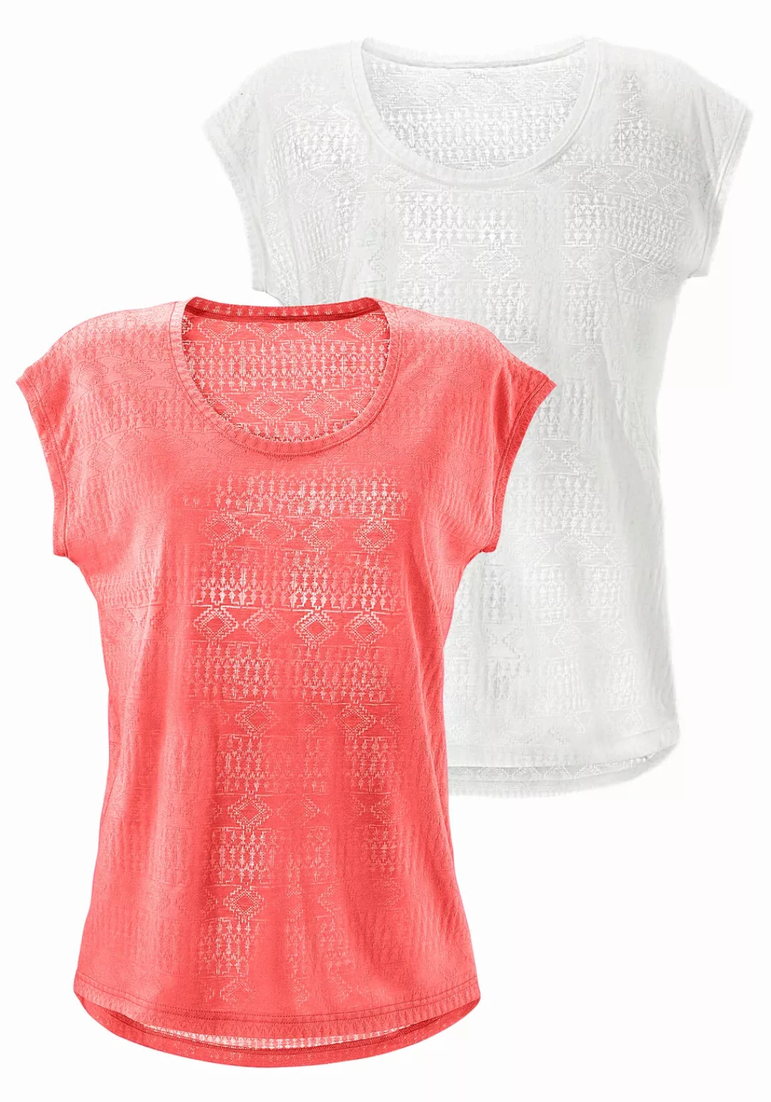 LASCANA T-Shirt (2er-Pack) Ausbrenner-Qualität mit leicht transparentem Eth günstig online kaufen