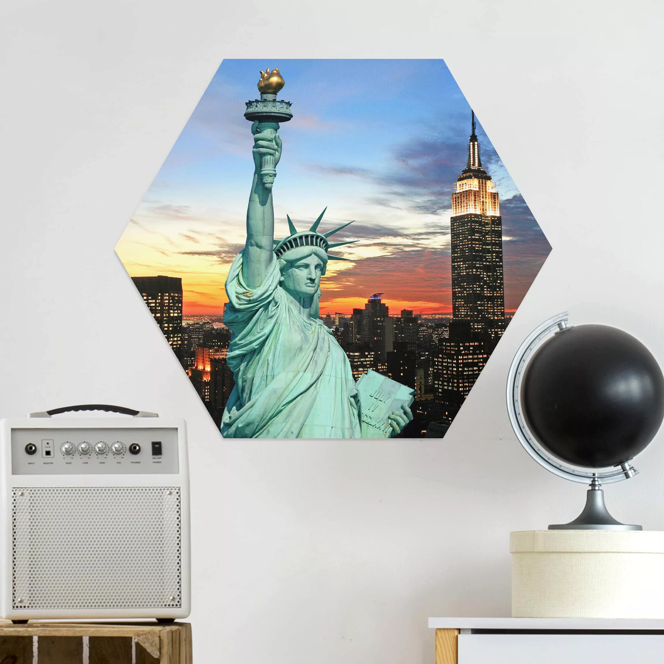 Hexagon-Alu-Dibond Bild Architektur & Skyline New York at Night günstig online kaufen