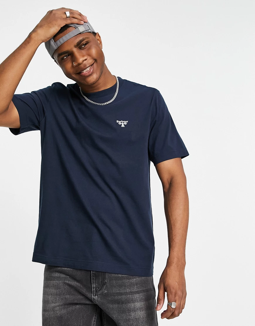 Barbour Beacon – Locker geschnittenes T-Shirt in Marineblau mit kleinem Log günstig online kaufen