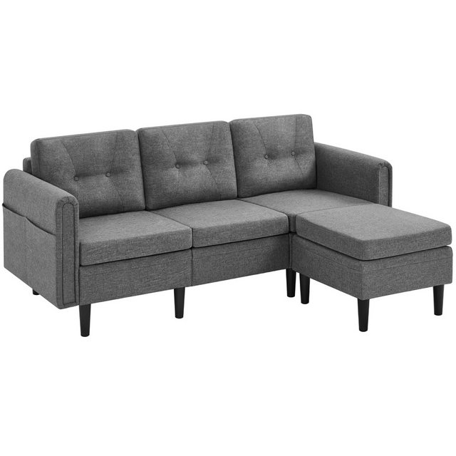 Yaheetech Sofa, 3-Sitzer Sofa mit Ottomane Modernes Ecksofa Schlafcouch günstig online kaufen