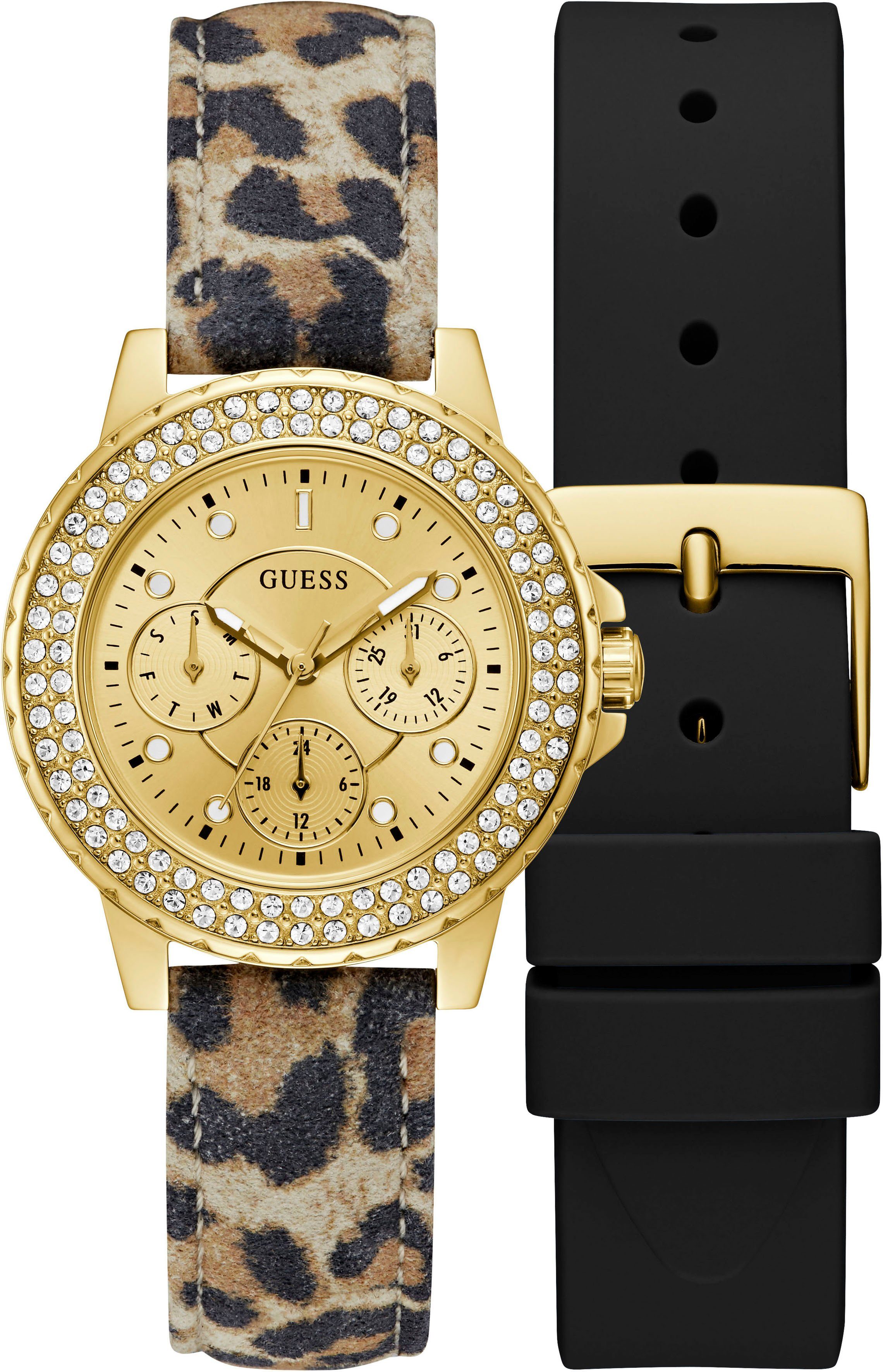 Guess Multifunktionsuhr CROWN JEWEL GW0660L2, (Set, günstig online kaufen