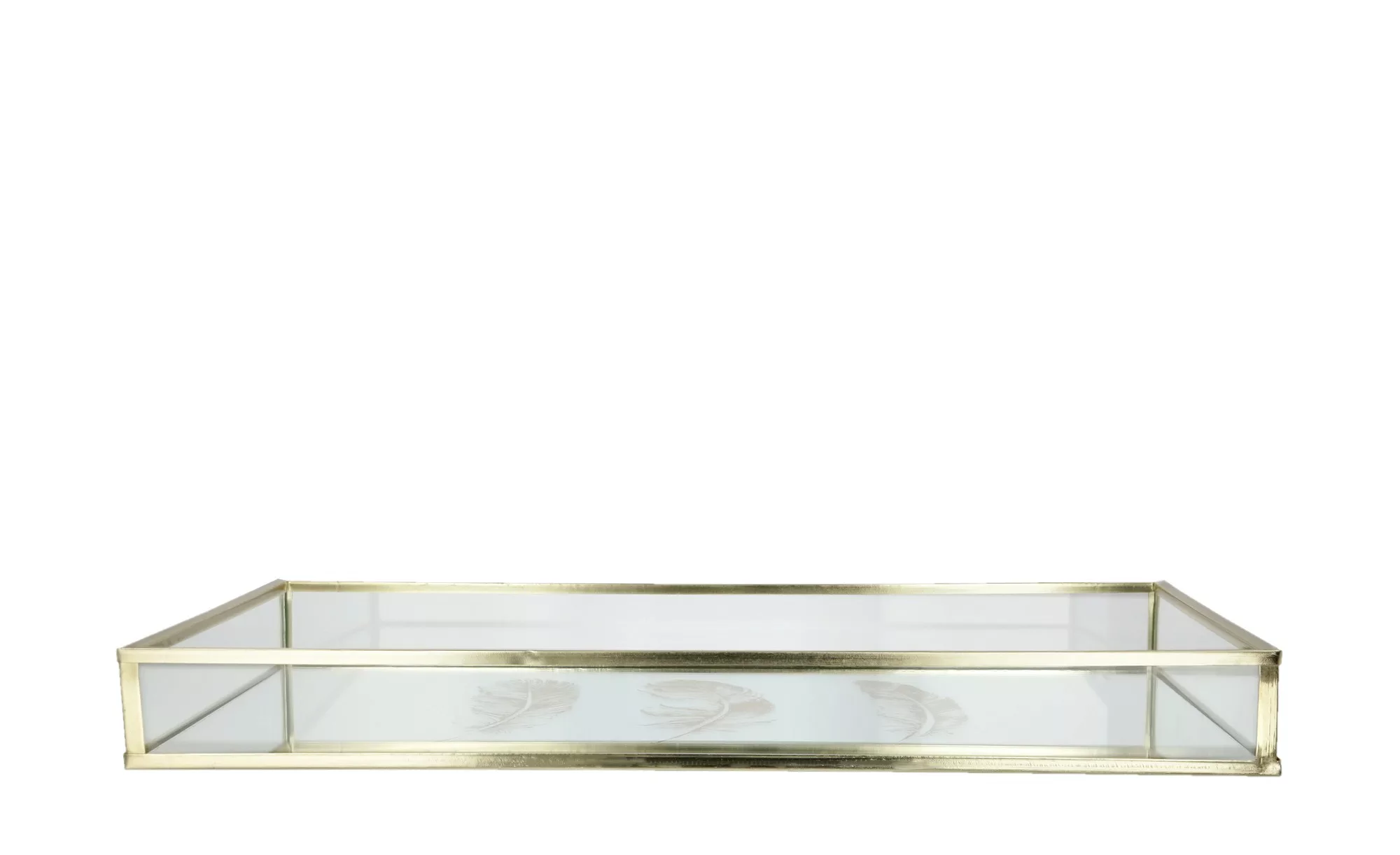 Spiegeltablett mit Federn - gold - Metall, Glas - 18 cm - 3 cm - Küchenzube günstig online kaufen