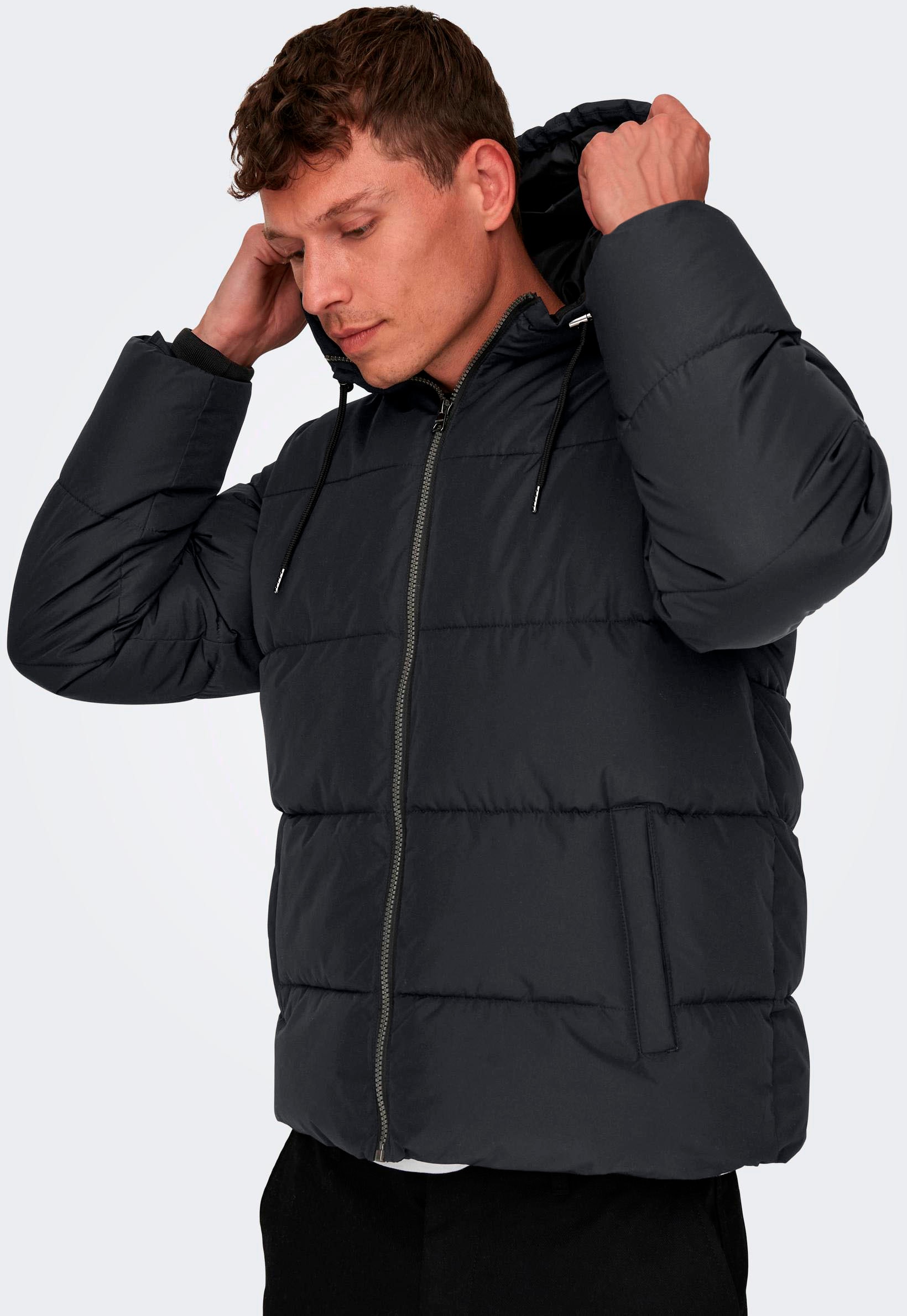 ONLY & SONS Steppjacke "ONSMARLON LIFE HOOD PUFFER JACKET OTW VD", mit Kapu günstig online kaufen