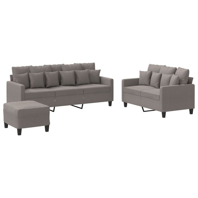 vidaXL Sofa Sofagarnitur Set mit Kissen Stoff, 3-tlg., Taupe günstig online kaufen