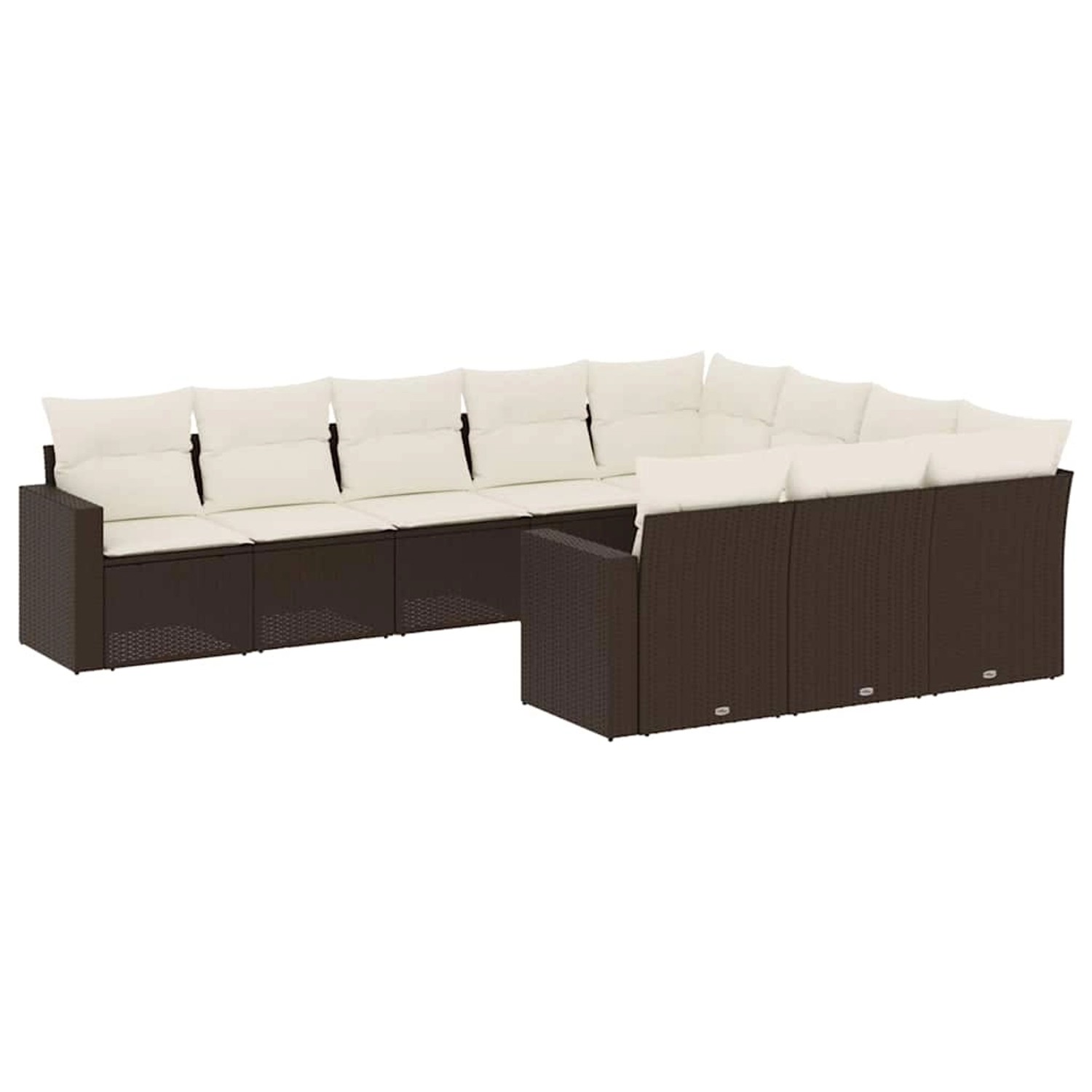 vidaXL 10-Tlg Garten-Sofagarnitur mit Kissen Braun Poly Rattan 3219483 günstig online kaufen