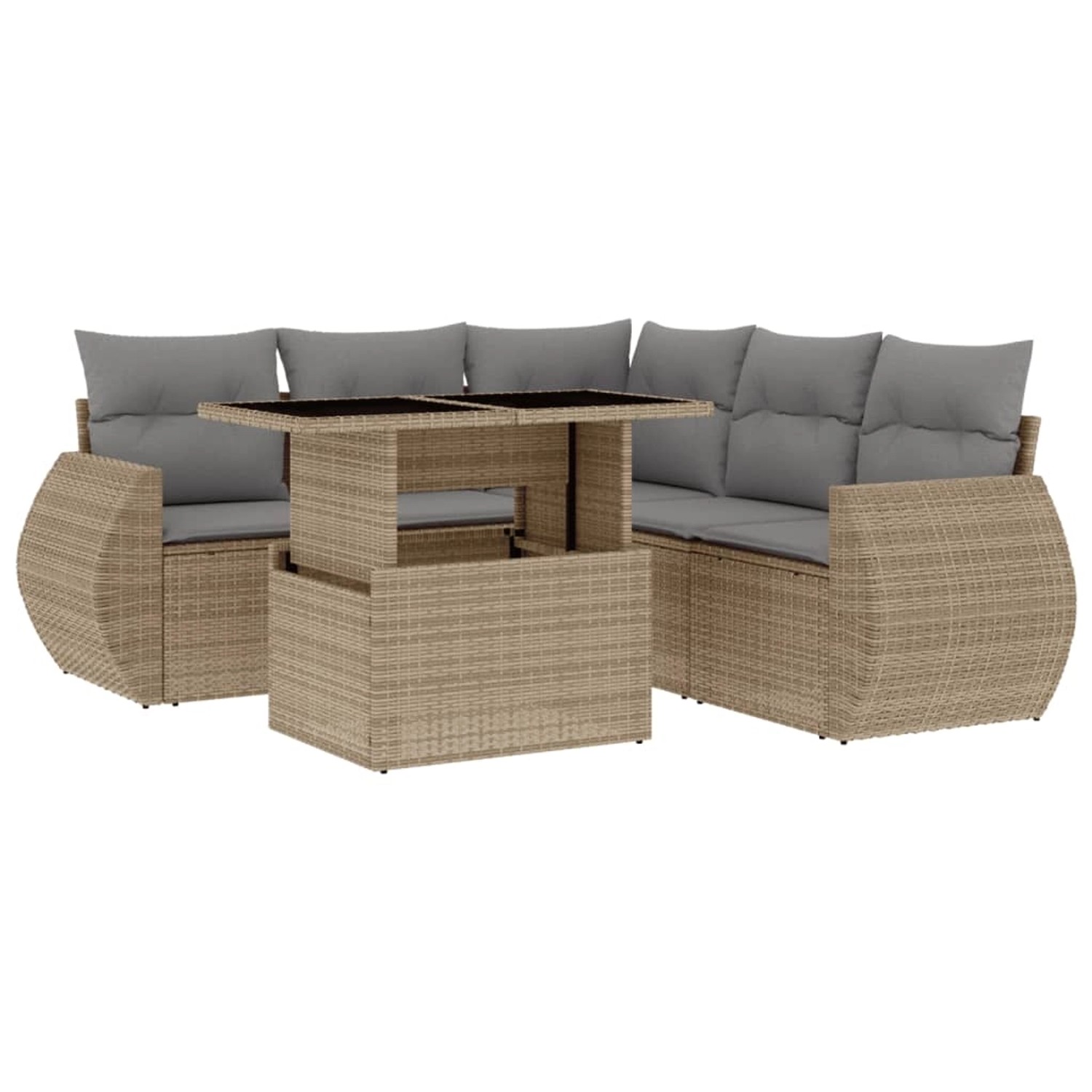 vidaXL 6-Tlg Garten-Sofagarnitur mit Kissen Beige Poly Rattan 3268529 günstig online kaufen