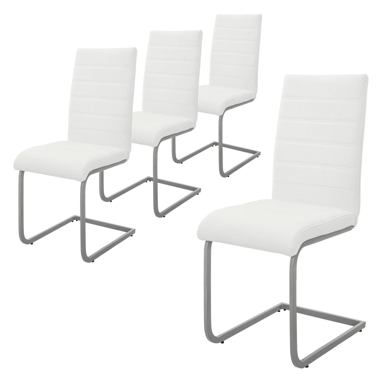 ML-Design Esszimmerstühle 4Er Set Weiß aus Kunstleder und Metall günstig online kaufen